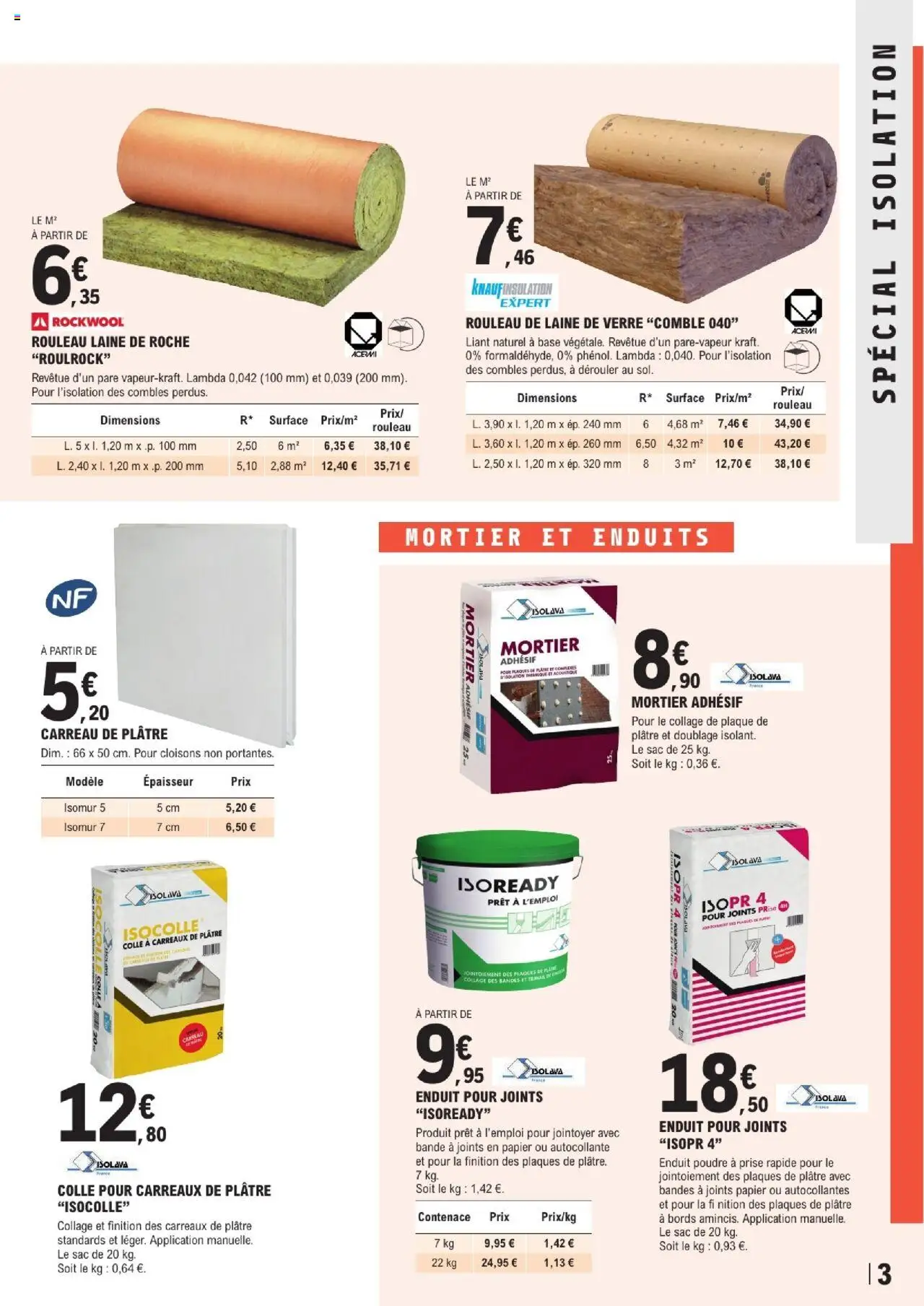 {H1} | Page: 3 | Produits: Mortier, Plâtre, Prise, Colle