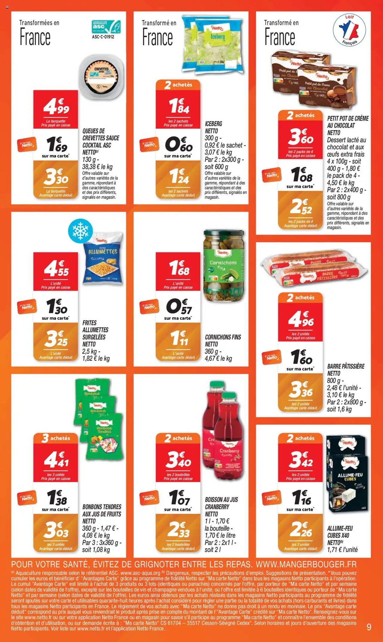  | Page: 9 | Produits: Crème au chocolat, Champagne, Vin, Crème