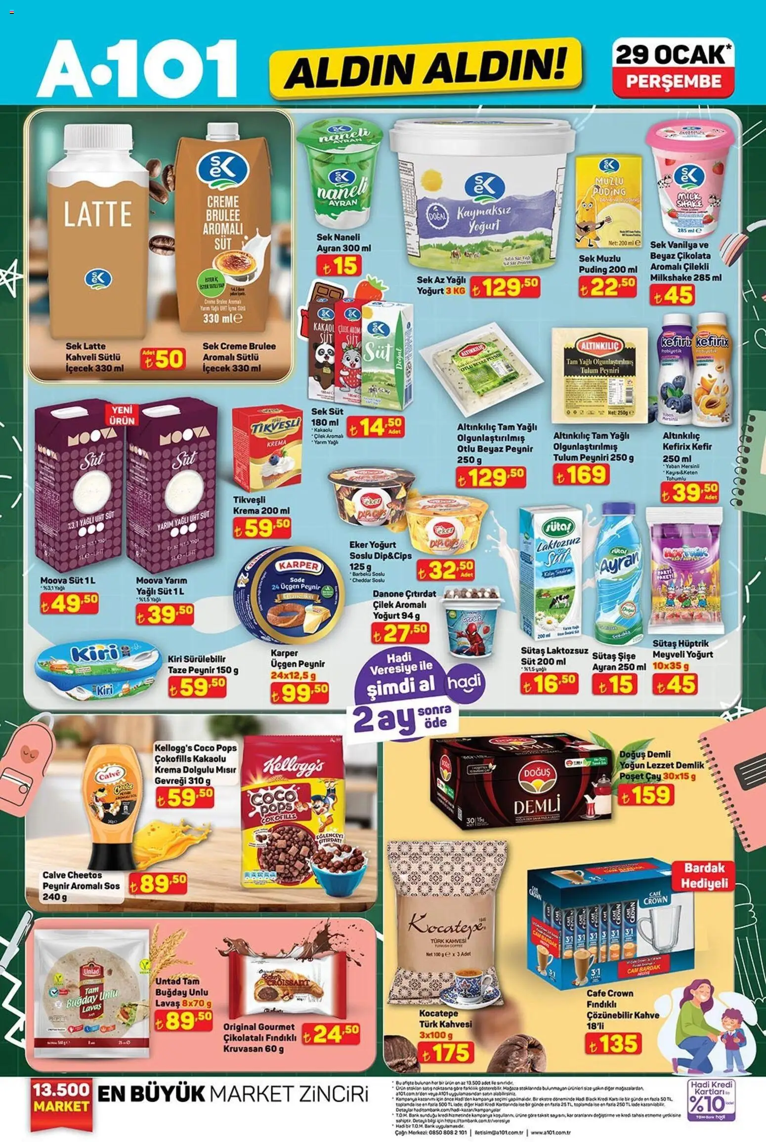 A101 Katalog Aldın Aldın - 29.01.2026 tarihinden itibaren geçerlidir | Sayfa: 2 | Ürünler: Kefir, Çikolata, Tulum, Mısır