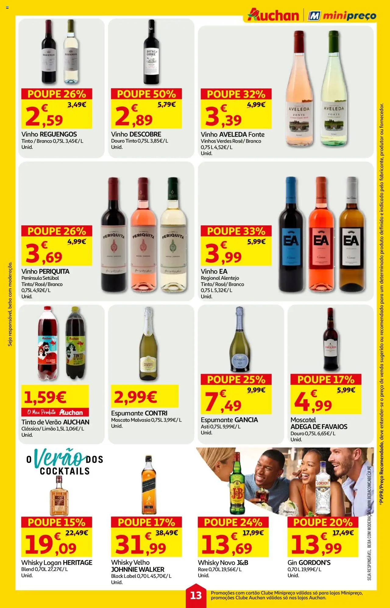 Auchan folheto │ válido de 14.08.2025 | Página: 13 | Produtos: Whisky, Espumante, Vinho, Gin