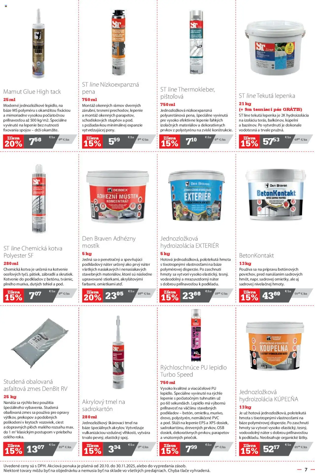 Nové STAVMAT STAVEBNINY akcie – leták je platný od 20.10.2025 | Strana: 7 | Produkty: Pás, Kúpelňa