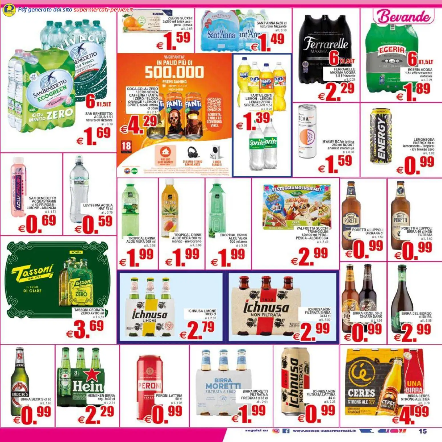Volantino Pewex del 17.04.2026 | Pagina: 15 | Prodotti: Acqua, Limone, Ceres, Cuffie