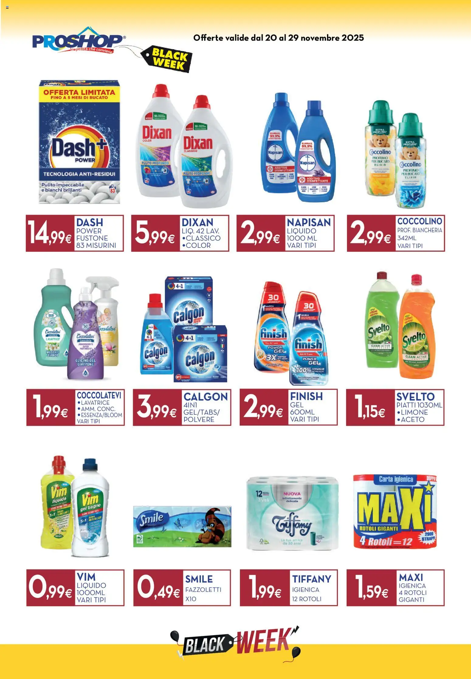 Volantino Proshop del 20.11.2025 | Pagina: 2 | Prodotti: Carta igienica, Limone, Lavatrice, Profumo