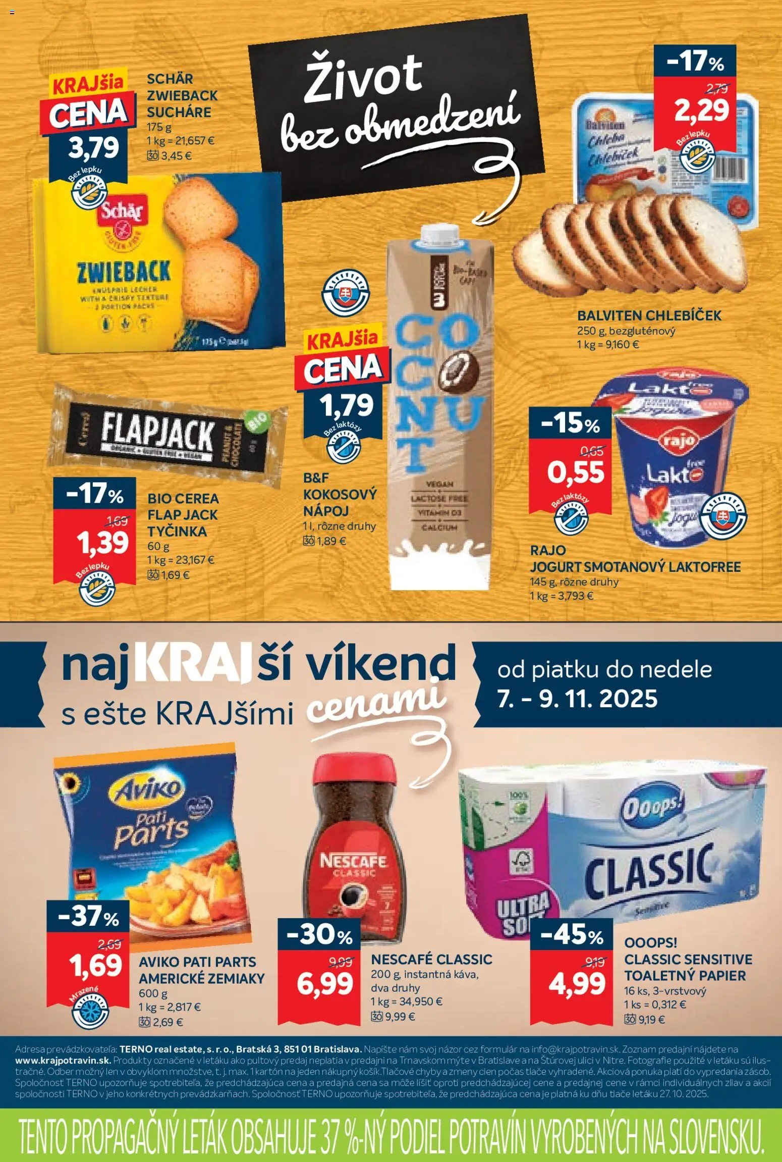 Nové Kraj akcie – leták je platný od 06.11.2025 | Strana: 17 | Produkty: Jogurt, Toaletný papier, Zemiaky, Nescafé Classic