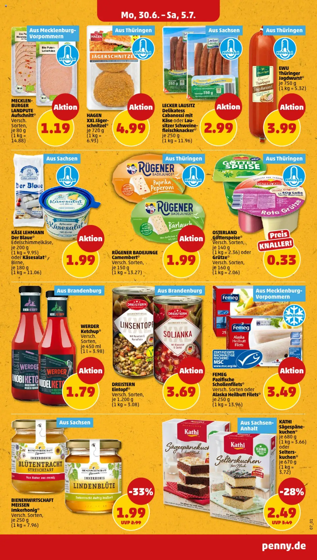 Penny Prospekt 	 - gültig ab dem 30.06.2025 | Seite: 7 | Produkte: Käse, Burger, Schnitzel, Kuchen