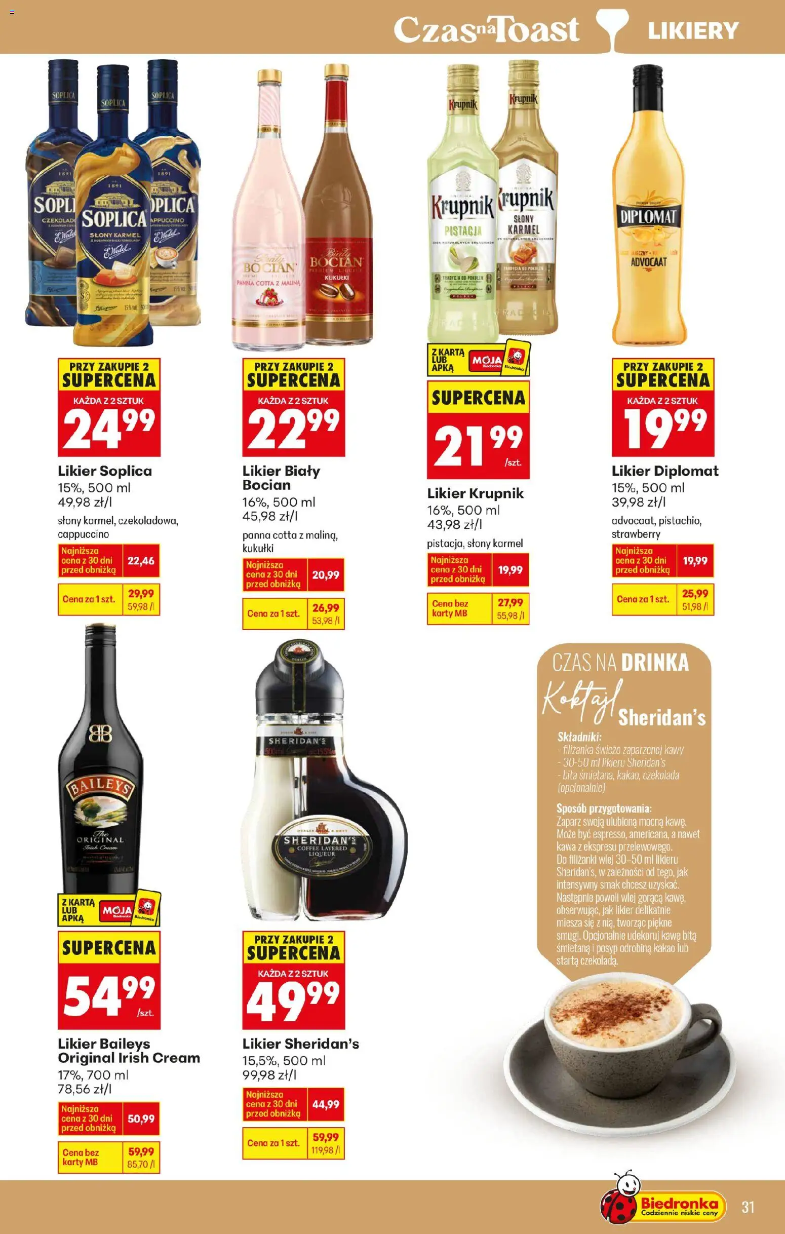 Biedronka gazetka - Czas na toast od 12.01.2026 | Strona: 33 | Produkty: Baileys, Kakao, Cappuccino, Czekolada