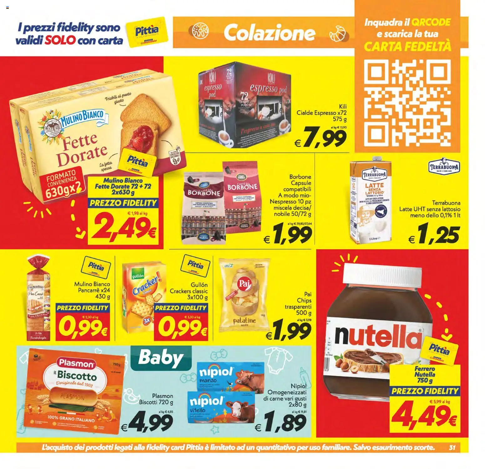 Volantino SuperConveniente del 27.11.2025 | Pagina: 31 | Prodotti: Biscotti, Latte, Crackers, Nutella