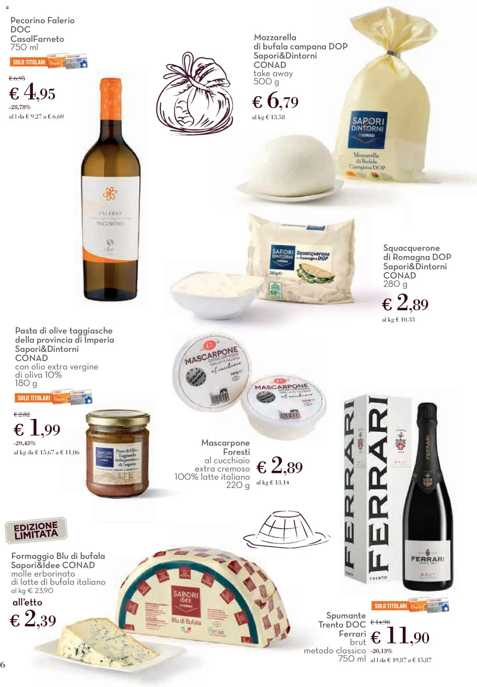 Volantino Conad del 01.12.2025 | Pagina: 6 | Prodotti: Latte, Pasta, Olio extra vergine, Pecorino