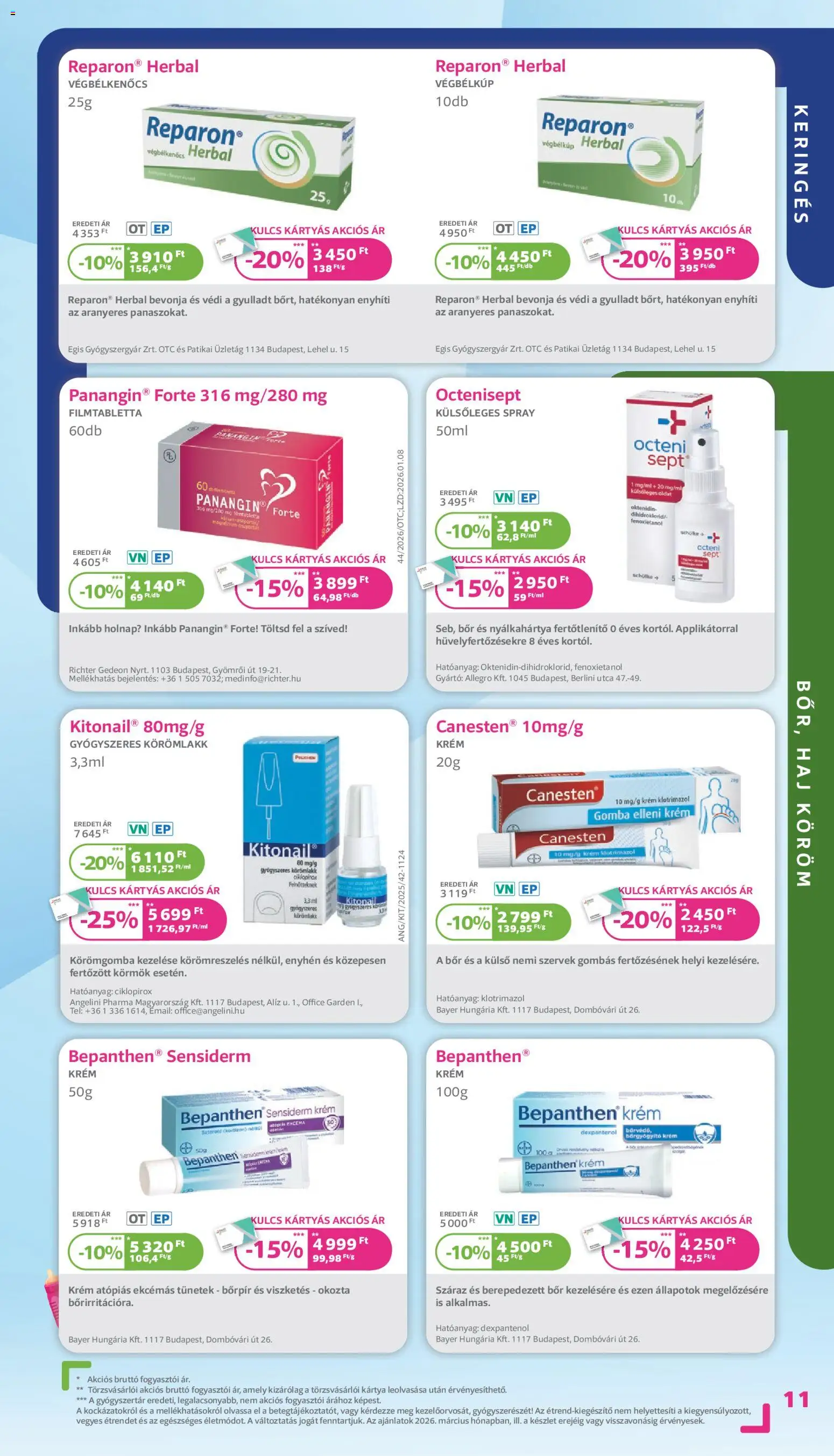 Kulcs Patika akciós ujság - amely érvényes a következő dátumtól: 01.03.2026 | Oldal: 11 | Termékek: Gomba, Körömlakk, Bor