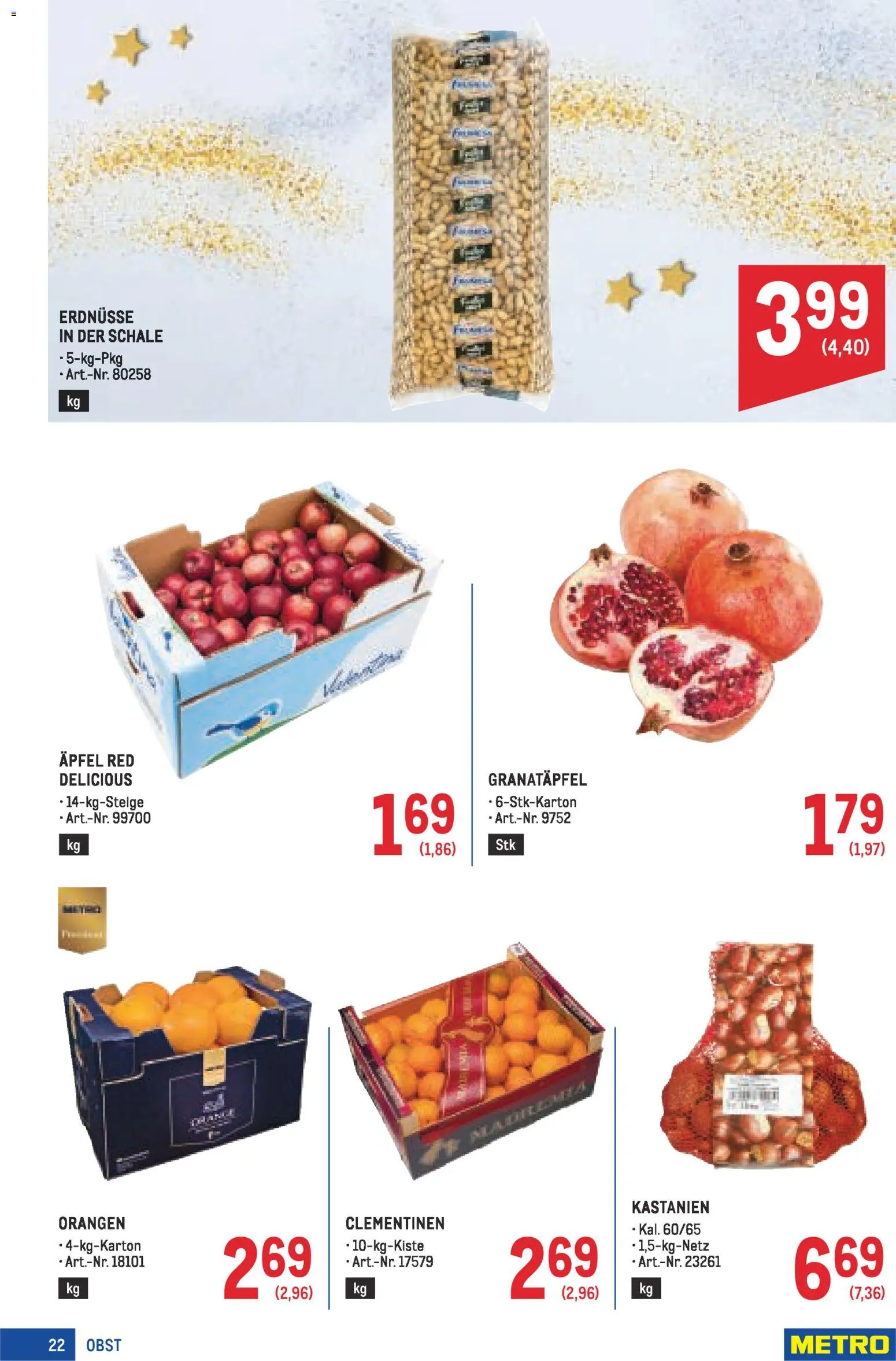 Metro angebote Profi gültig ab 27.11.2025 | Seite: 22 | Produkte: Obst, Папионка, Äpfel, Orangen