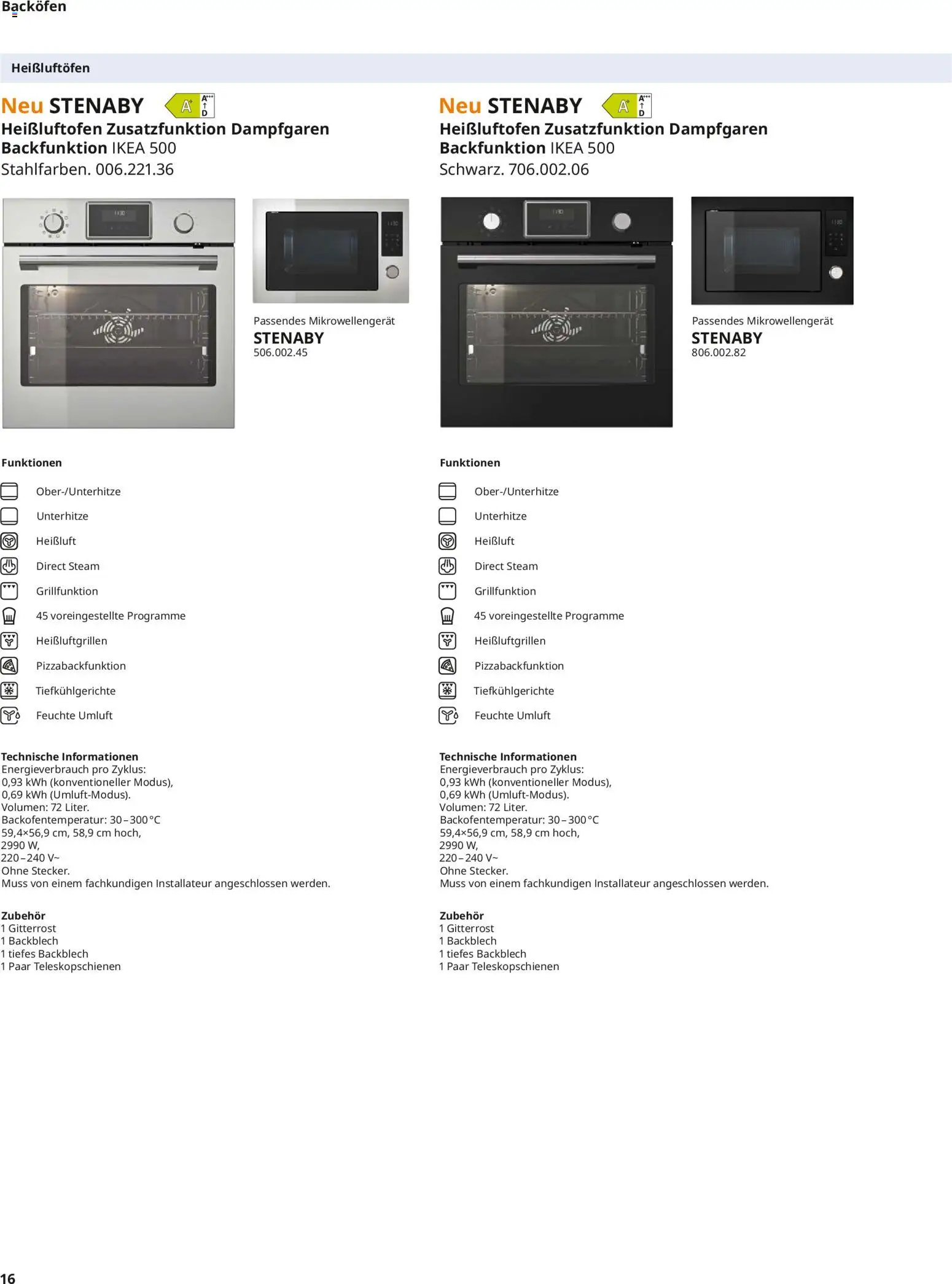 Ikea Elektrogeräte – gültig ab 10.04.2026 | Seite: 16 | Produkte: Backofen