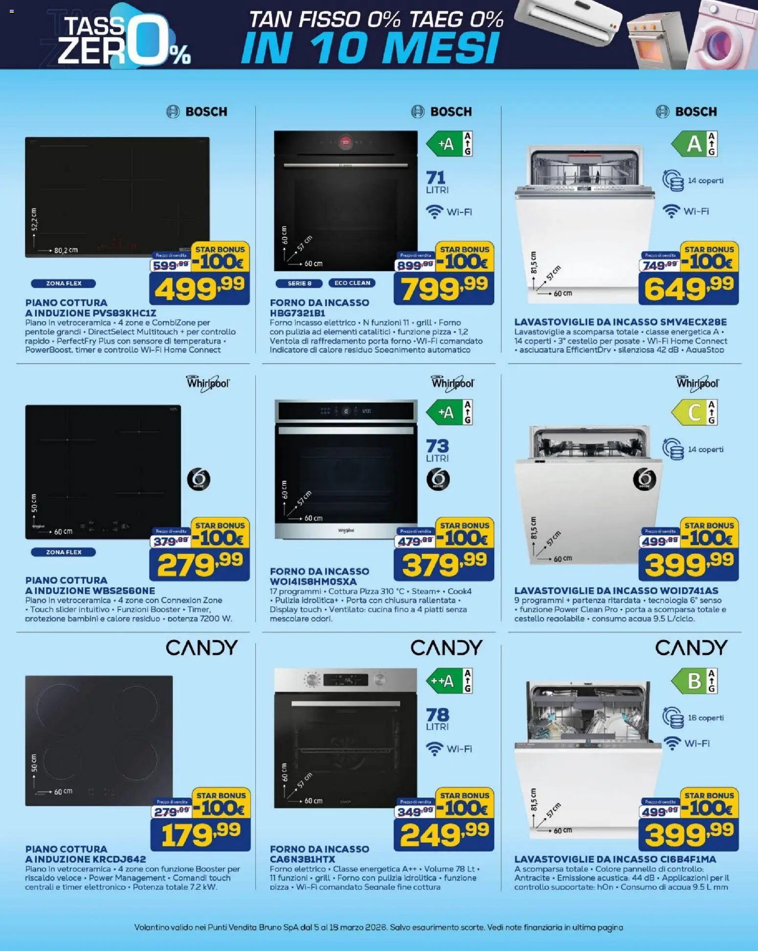 Volantino BRUNO del 05.03.2026 | Pagina: 8 | Prodotti: Posate, Acqua, Lavastoviglie, Forno elettrico