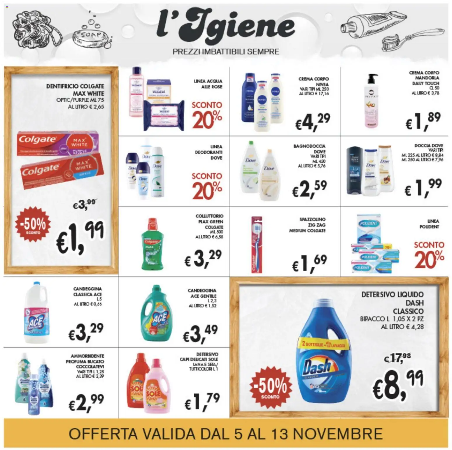 Volantino Coal del 05.11.2025 | Pagina: 21 | Prodotti: Dentifricio, Ammorbidente, Candeggina, Doccia