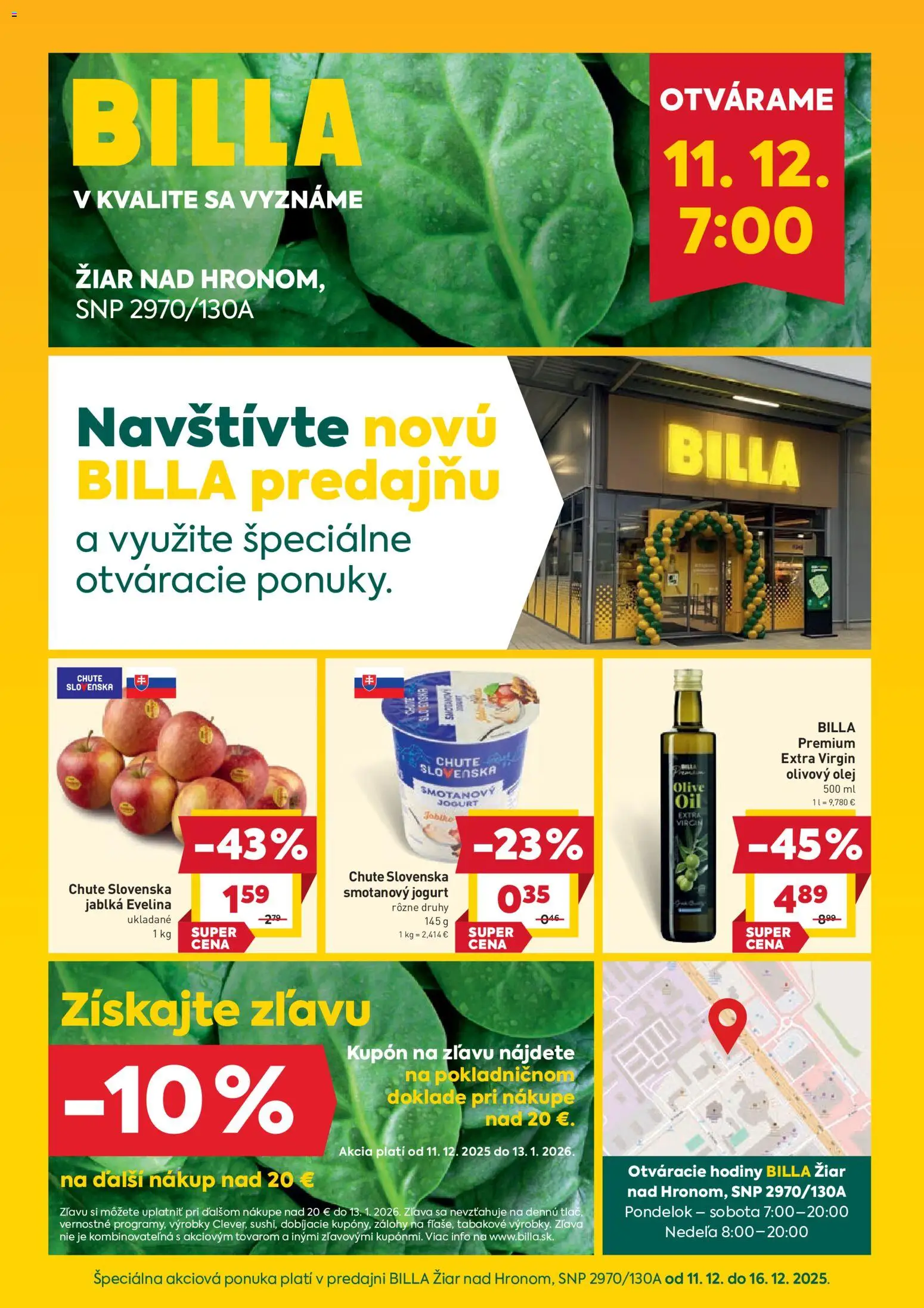 Nové Billa akcie – leták je platný od 11.12.2025 | Strana: 1 | Produkty: Hodiny, Olej, Olivový olej