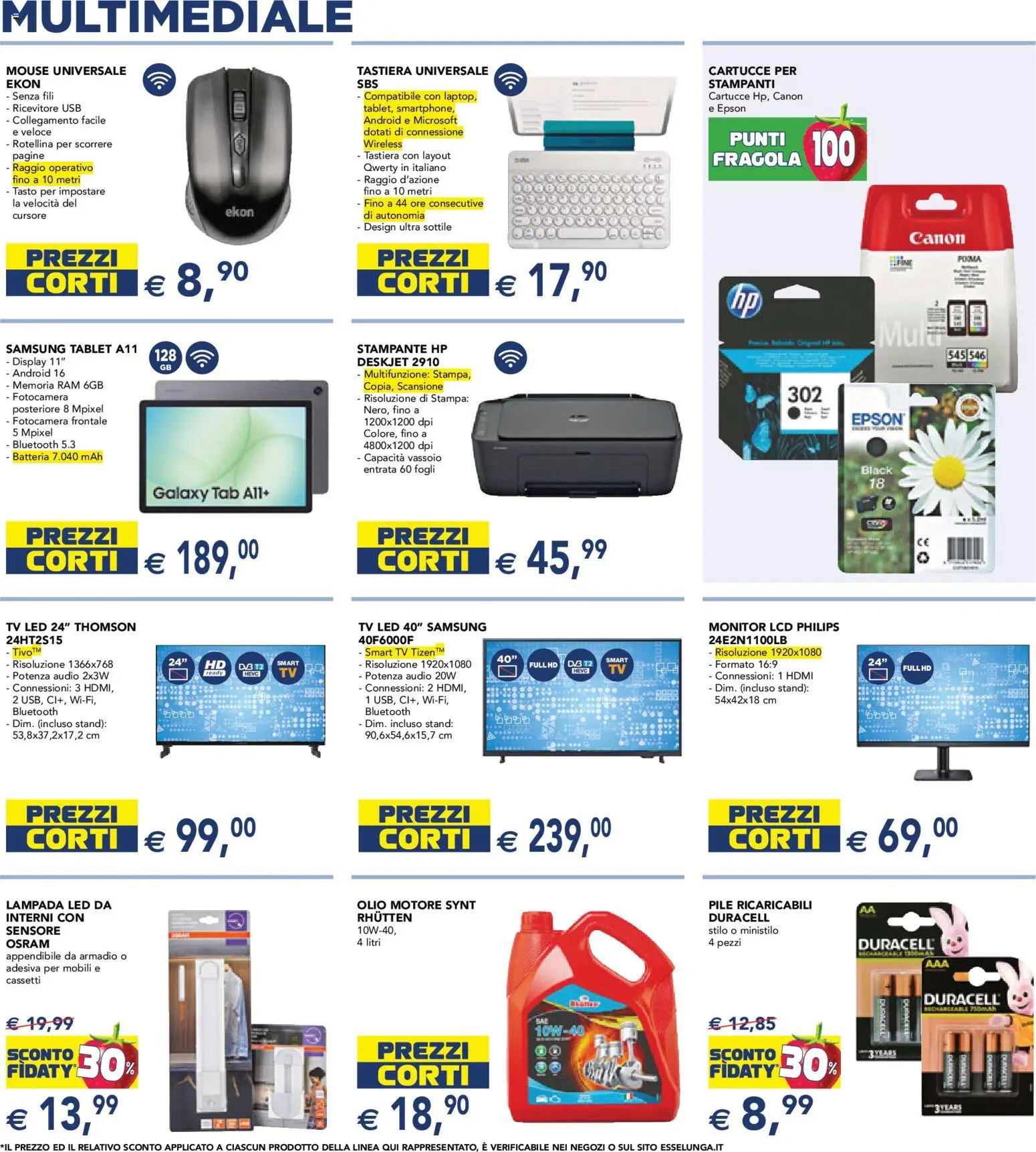 Volantino Esselunga S del 07.01.2026 | Pagina: 7 | Prodotti: Olio, Stampante, Tastiera, Samsung