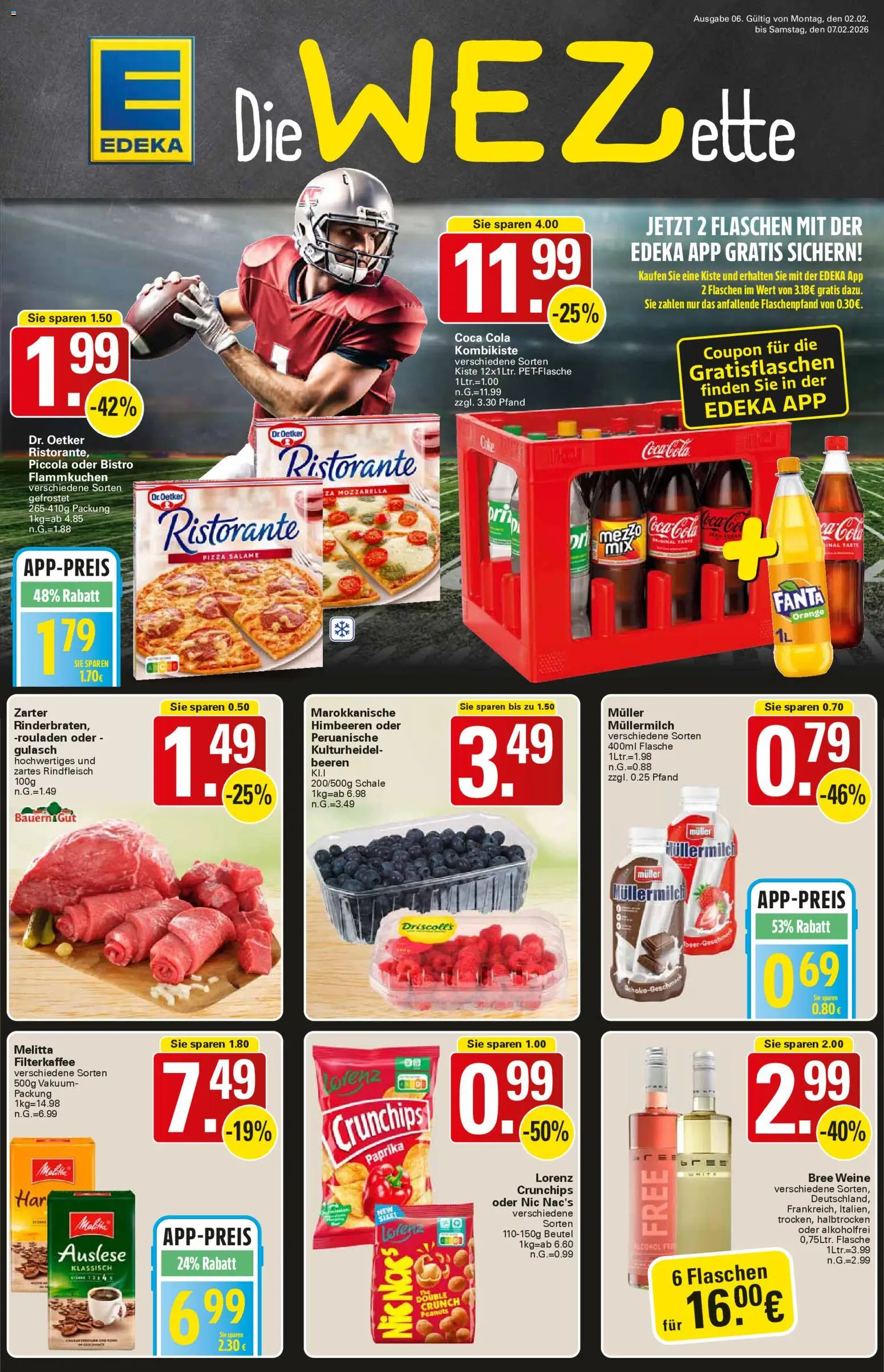 WEZ Prospekt – gültig ab 02.02.2026 | Seite: 1 | Produkte: Mozzarella, Bree, Gulasch, Rindfleisch