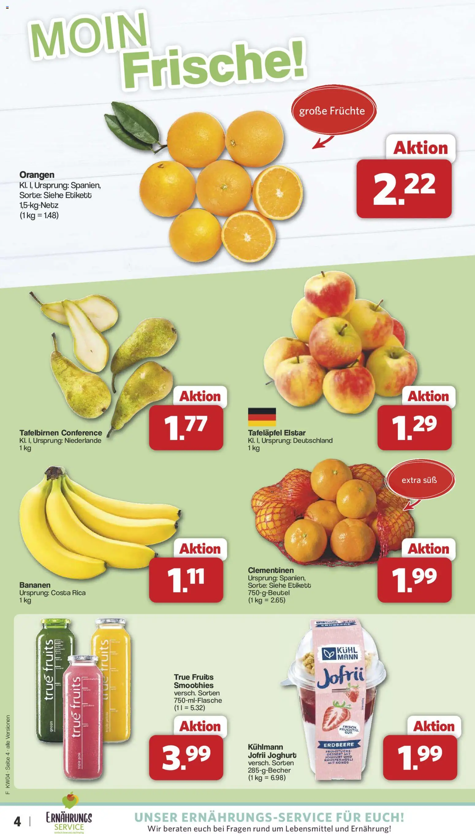 Famila Nordwest Prospekt 	 – gültig ab 19.01.2026 | Seite: 4 | Produkte: Joghurt, Bananen, Orangen