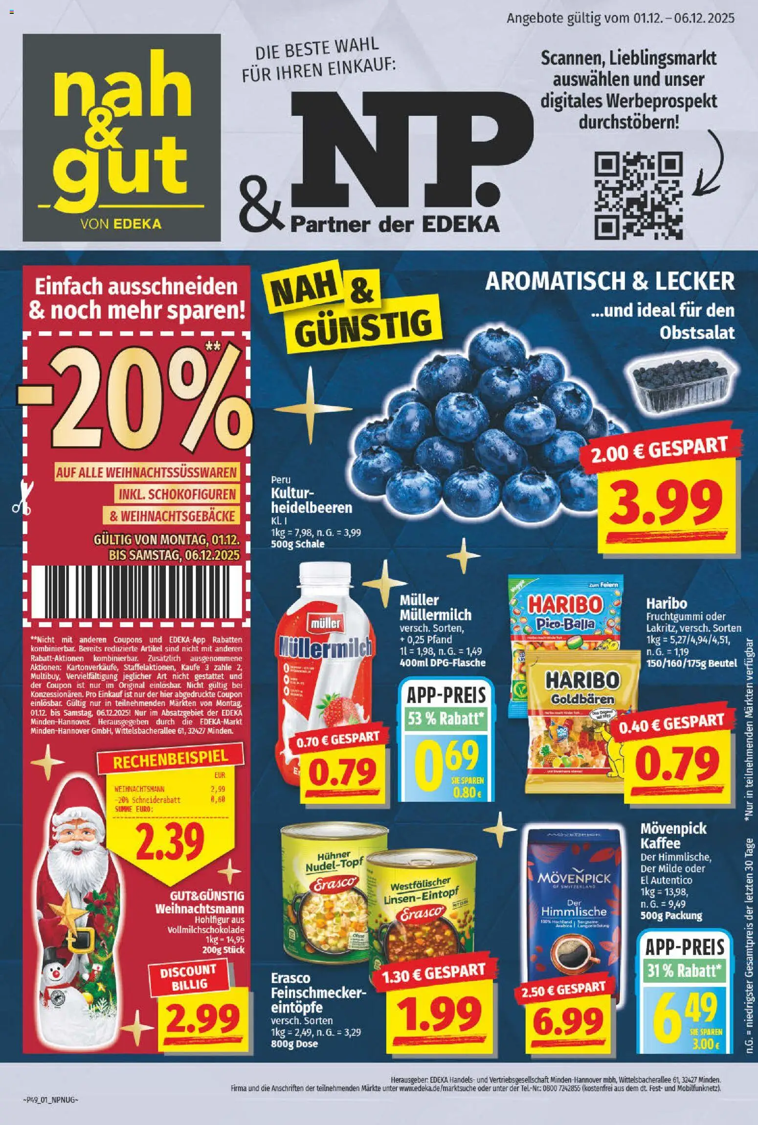 NP Discount Prospekt 	 – gültig ab 01.12.2025 | Seite: 1 | Produkte: Haribo, Müllermilch, Erasco, Muller mullermilch