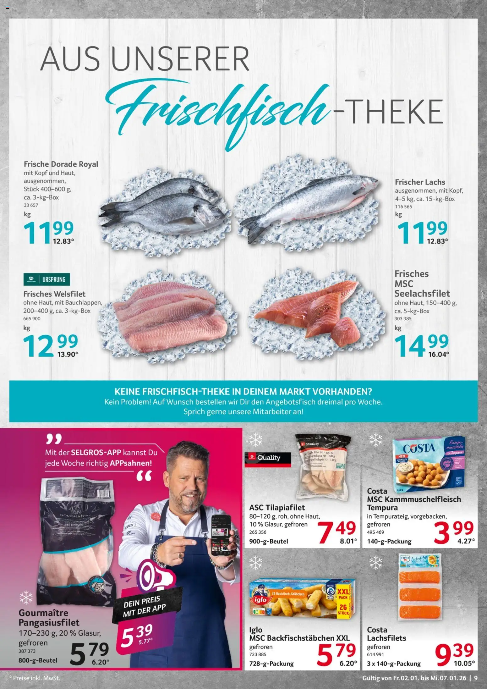 Selgros Prospekt 	 – gültig ab 02.01.2025 | Seite: 9 | Produkte: Dorade, Iglo, Lachs