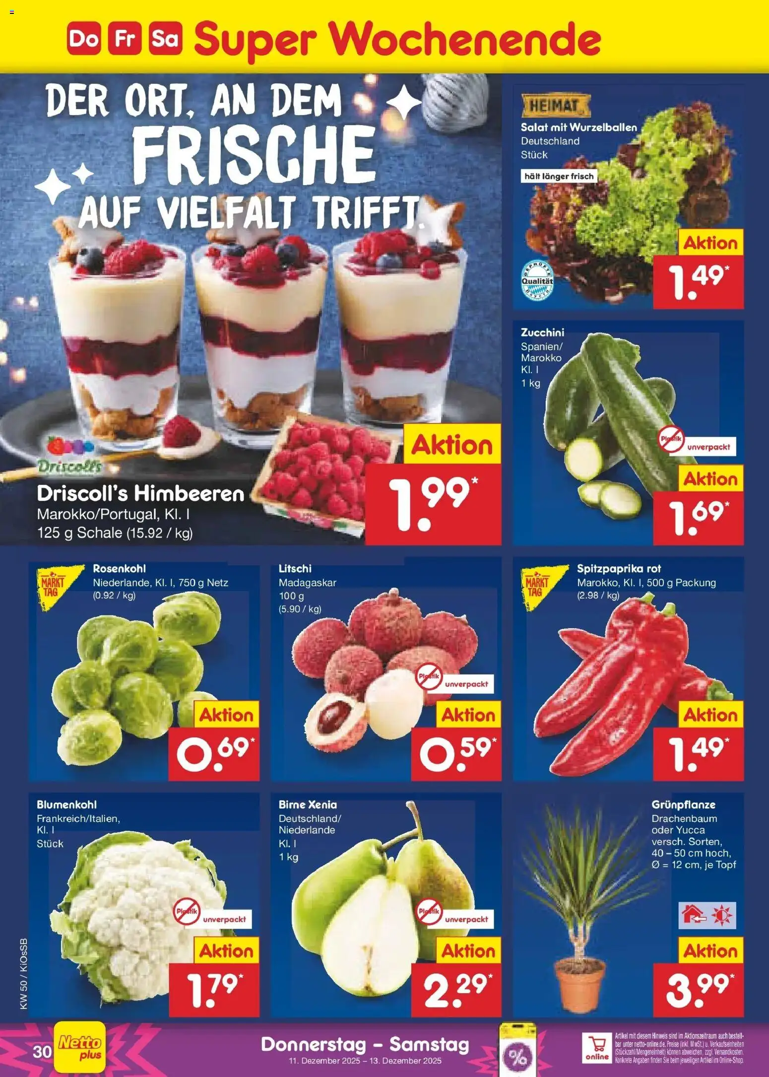 Netto Marken-Discount - Netto: Wochenangebote – gültig ab 08.12.2025 | Seite: 38 | Produkte: Himbeeren, Birne, Zucchini, Salat