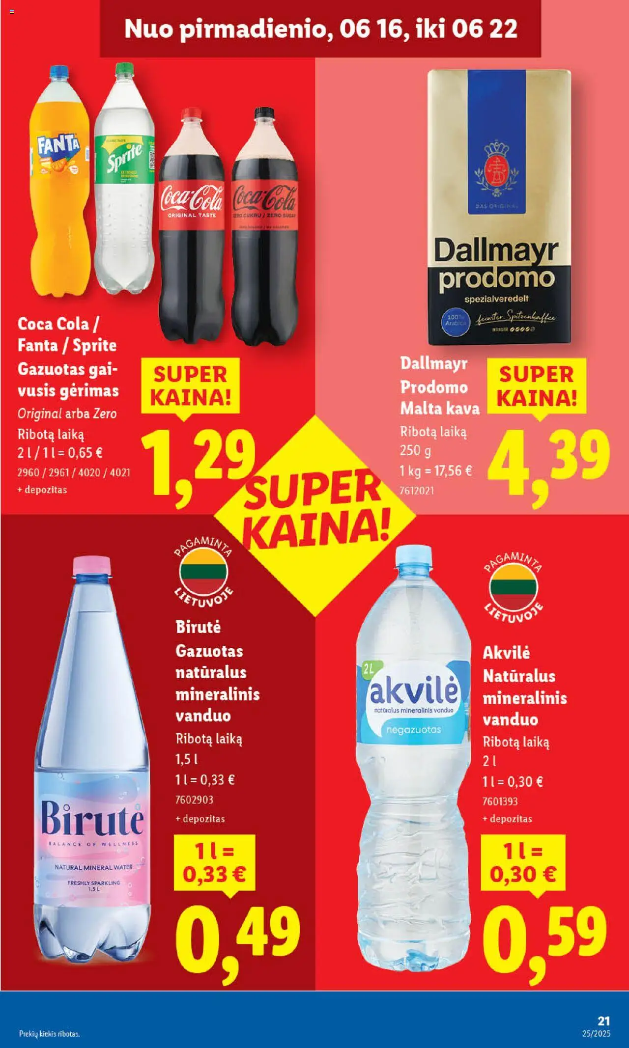 LIDL leidinys│galioja nuo 16.06.2025 | Puslapis: 21 | Prekių: Kava, Mineralinis vanduo