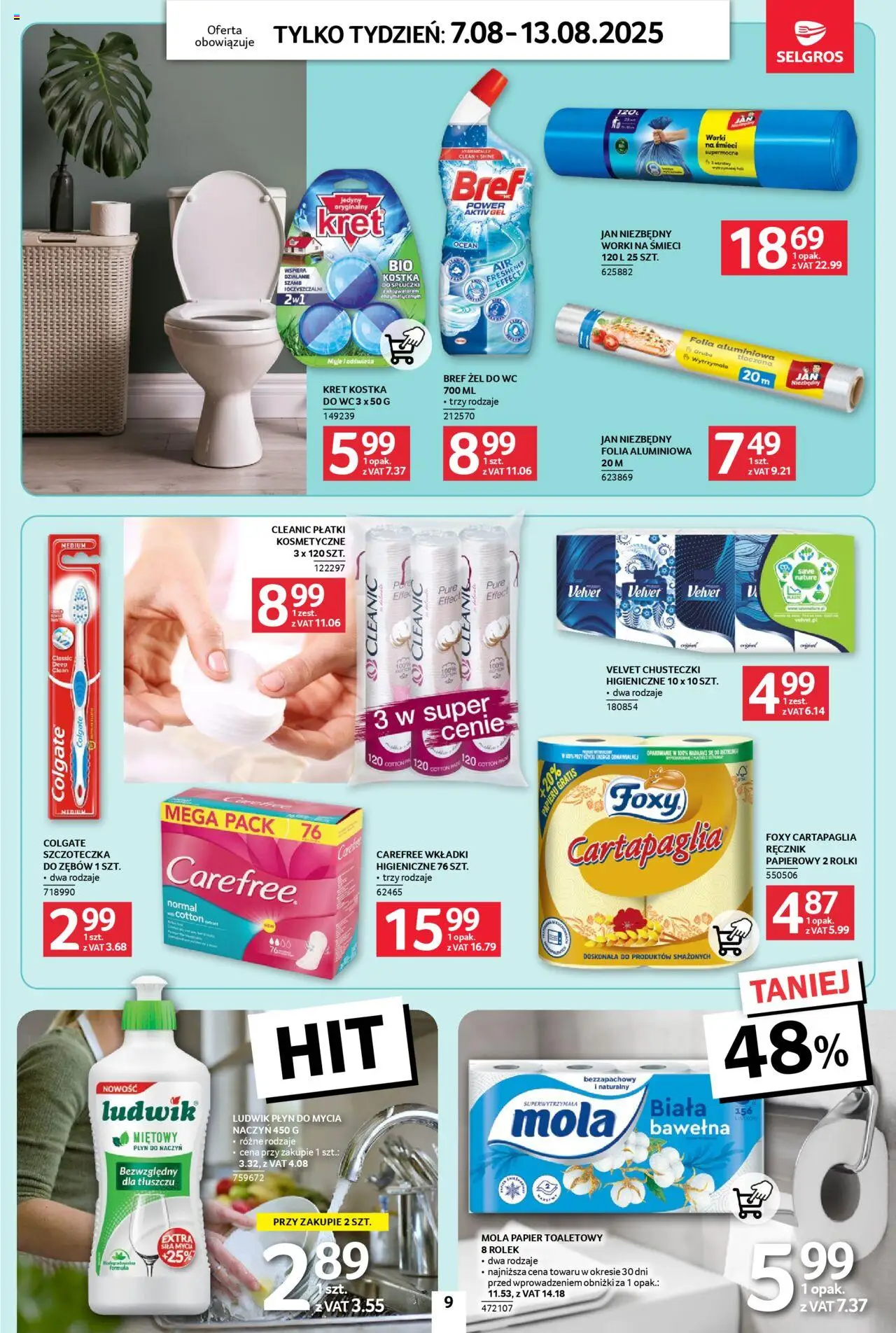 Selgros cash&carry Gazetka - Jeszcze więcej super promocji od 07.08.2025 | Strona: 9 | Produkty: Papier toaletowy, Rolki, Płatki kosmetyczne, Płatki