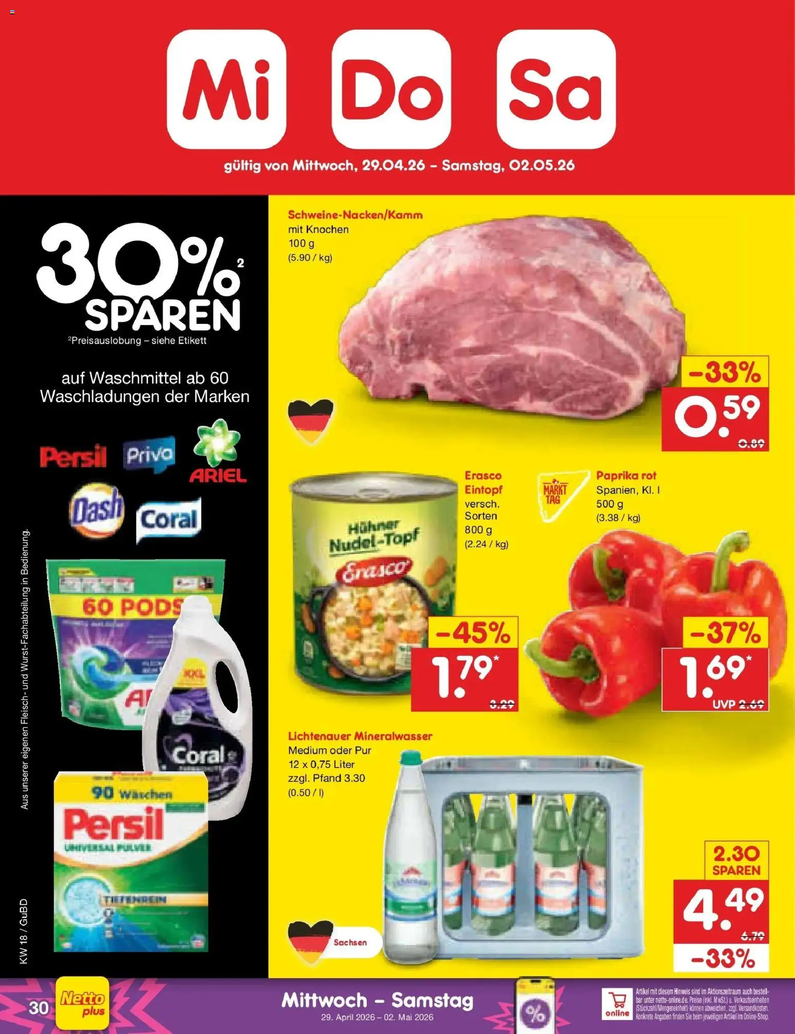 Netto Marken-Discount Prospekt Augustusburg	 – gültig ab 27.04.2026 | Seite: 48 | Produkte: Ariel, Coral, Paprika rot, Waschmittel