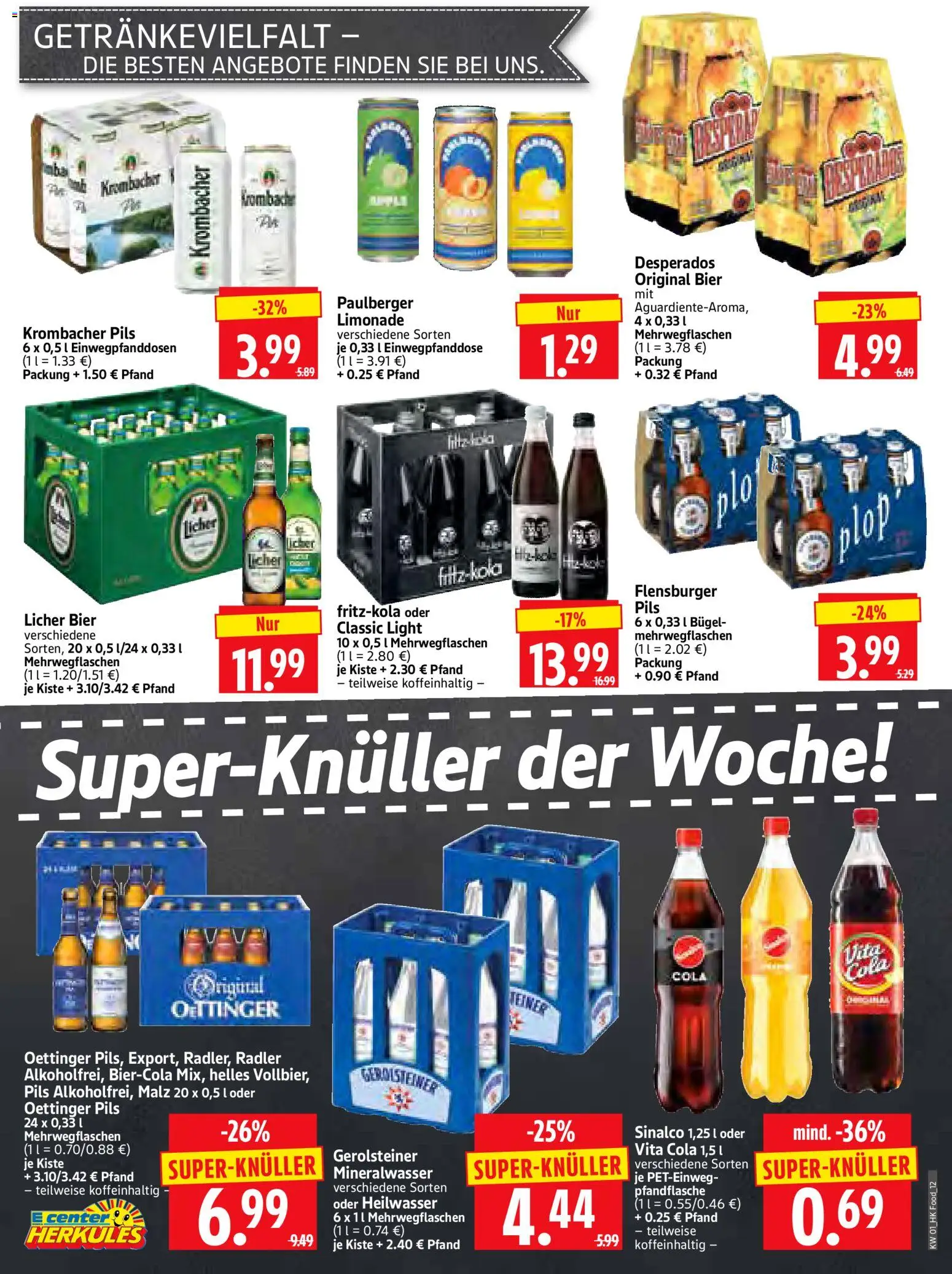 HERKULES Prospekt 	 – gültig ab 29.12.2025 | Seite: 12 | Produkte: Cola, Oettinger, Flensburger, Desperados