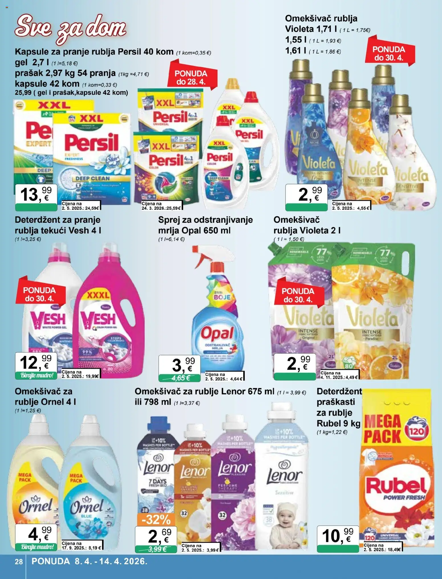 KTC katalog | vrijedi od 08.04.2026 | Stranica: 28 | Proizvodi: Rubel, Violeta, Persil, Lenor