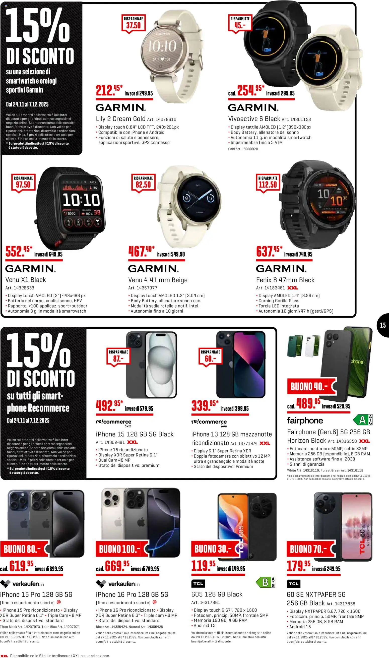 Interdiscount Black Friday IT – gültig ab 24.11.2025 | Seite: 15 | Produkte: Smartwatch, Iphone