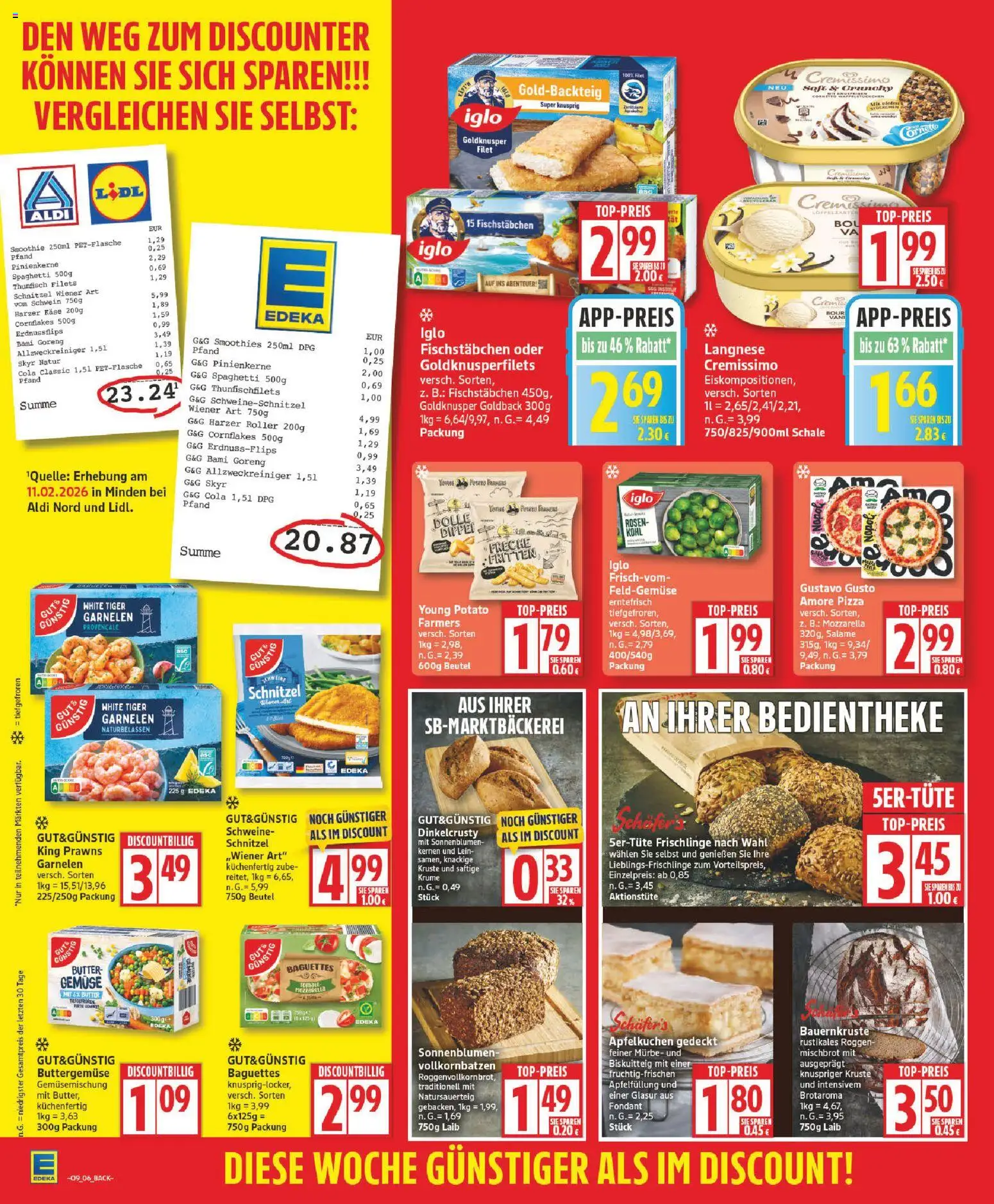 Edeka Prospekt 	 – gültig ab 23.02.2026 | Seite: 6 | Produkte: Gustavo gusto, Langnese, Schnitzel, Pizza
