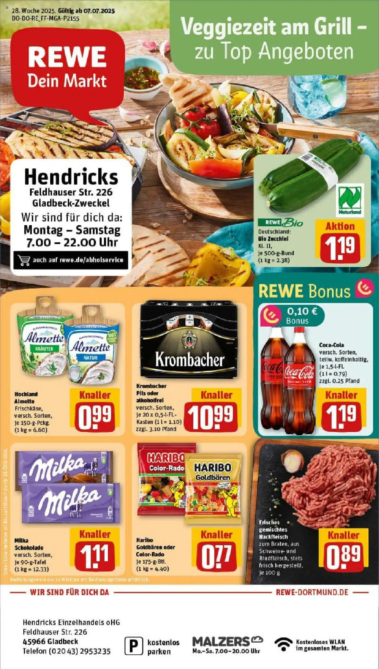 Rewe prospekt Gladbeck	 - gültig ab dem 06.07.2025 | Seite: 1 | Produkte: Haribo, Cola, Milka, Telefon