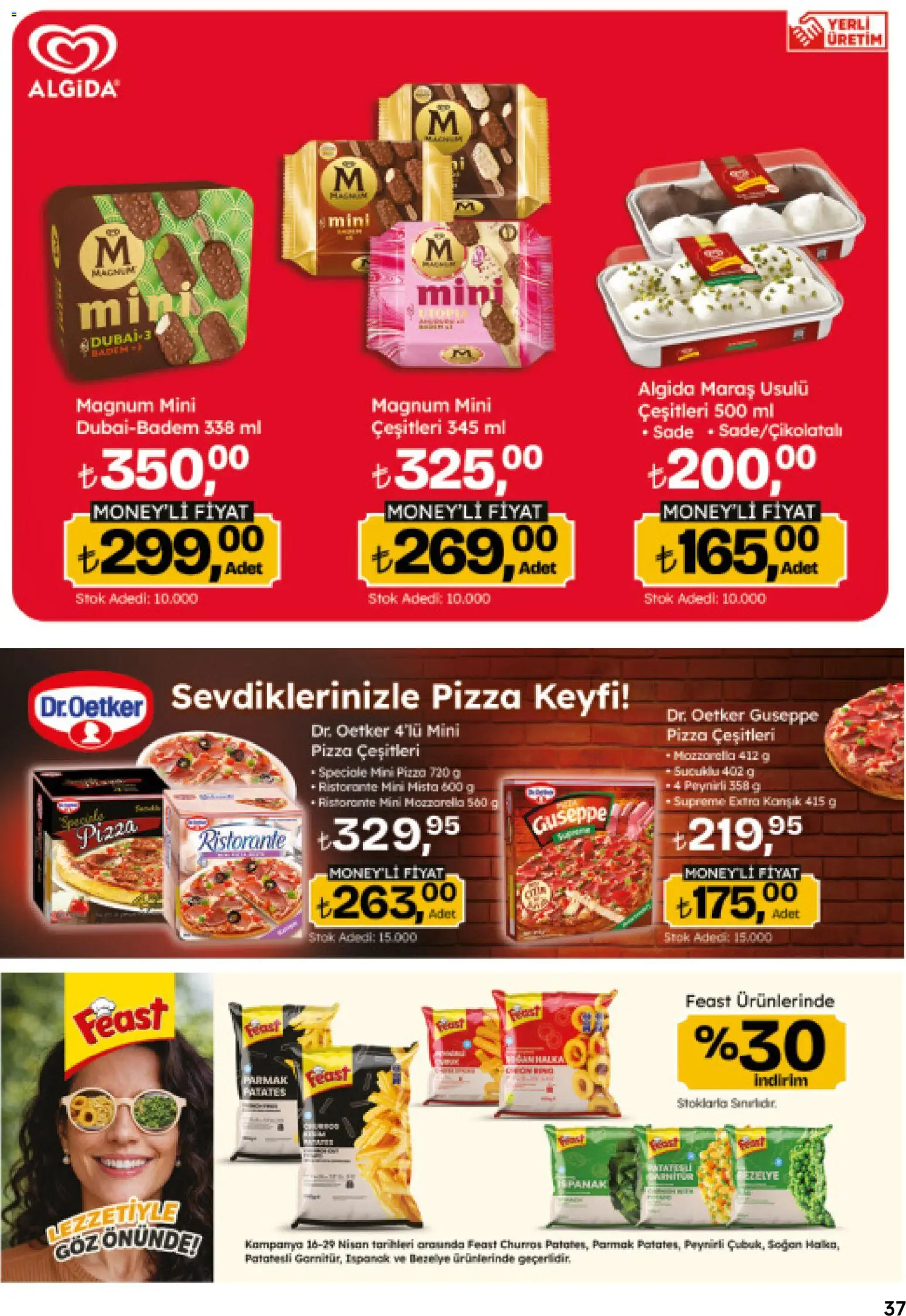 Migros Katalog - Migroskop - 16.04.2026 tarihinden itibaren geçerlidir | Sayfa: 37 | Ürünler: Ispanak, Pizza, Patates, Soğan