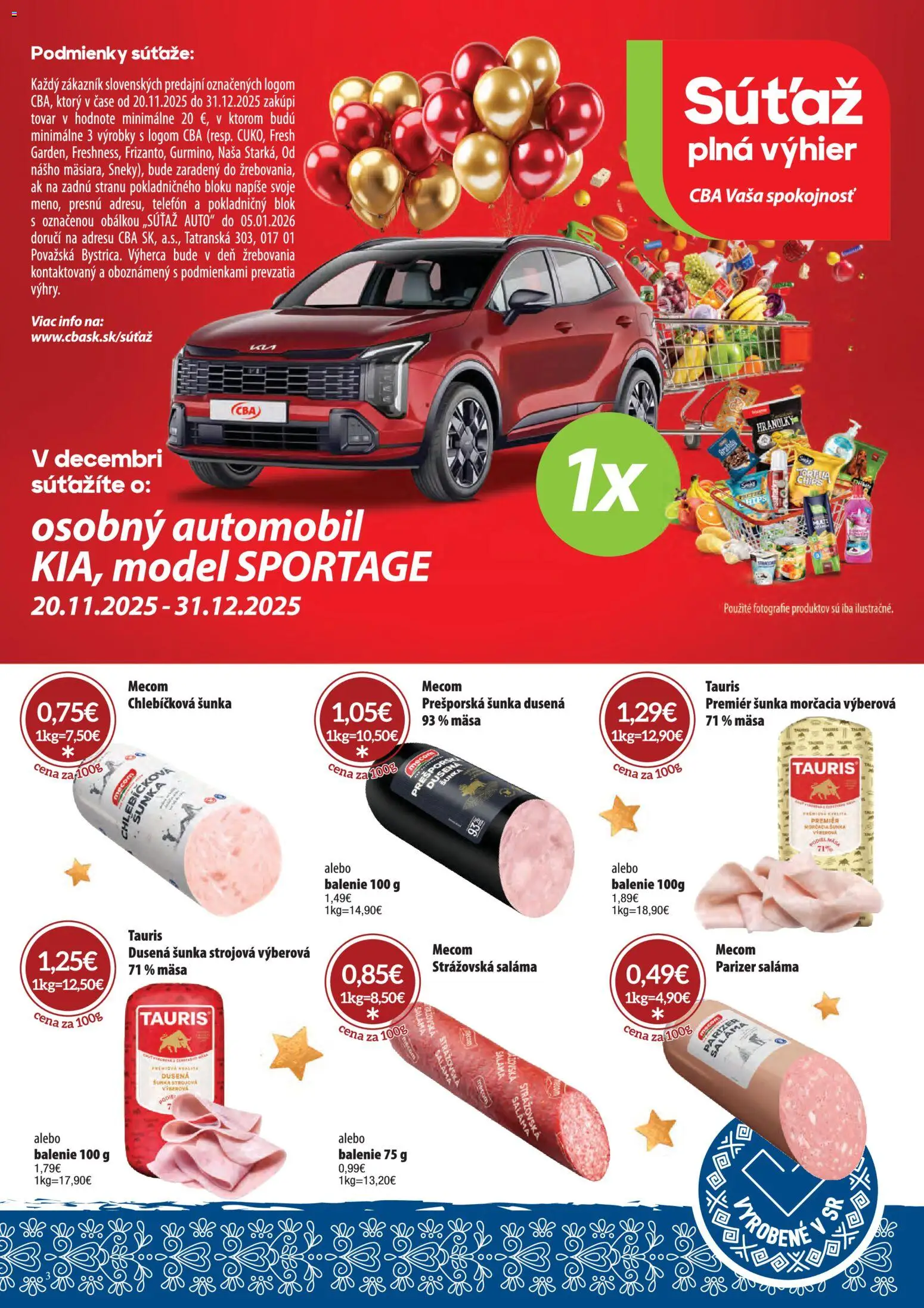 Nové CBA Verex akcie – leták je platný od 15.12.2025 | Strana: 3 | Produkty: Telefón, Saláma, Šunka