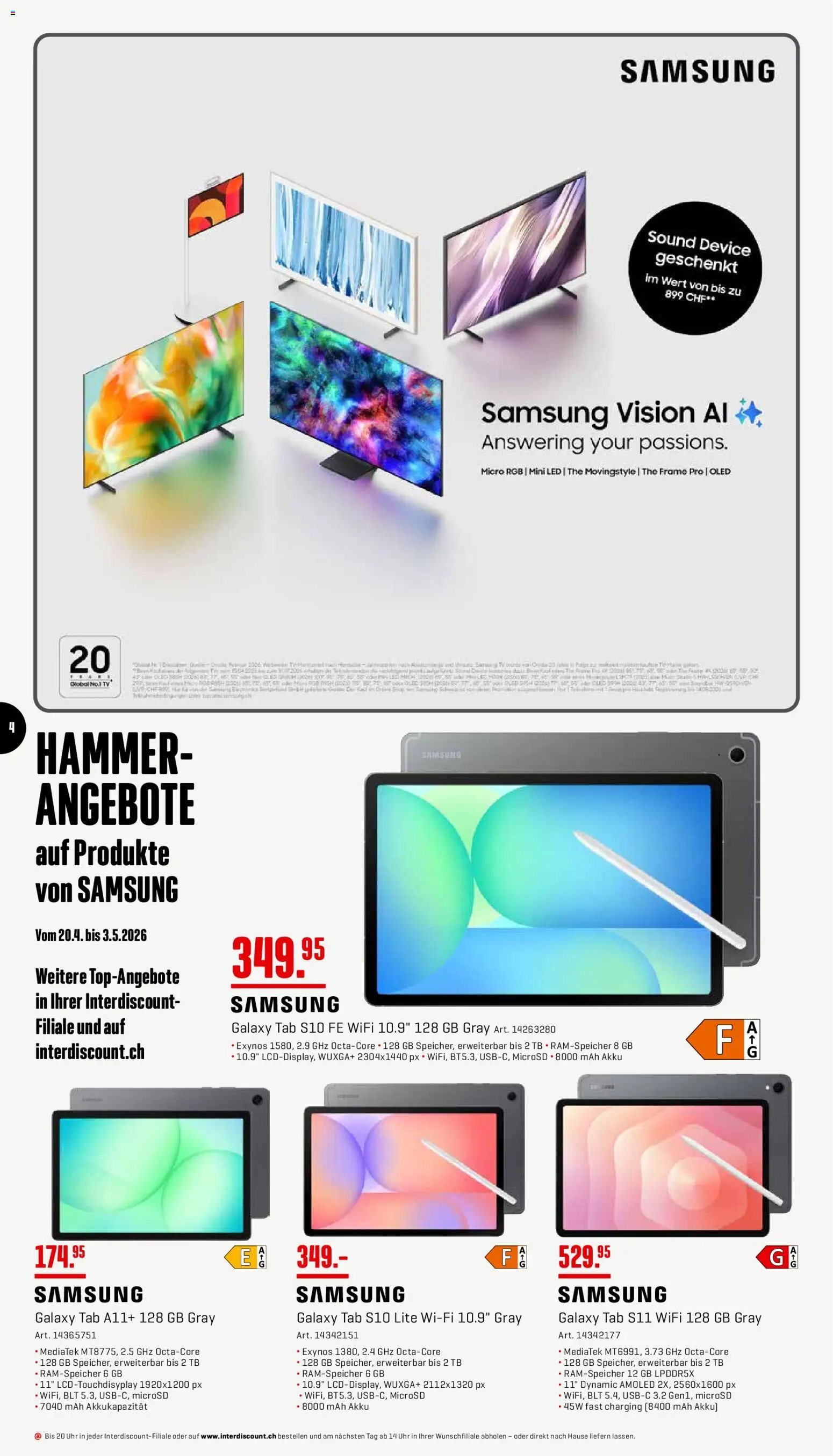 Interdiscount aktionen – gültig ab 20.04.2026 | Seite: 4 | Produkte: TV, Samsung