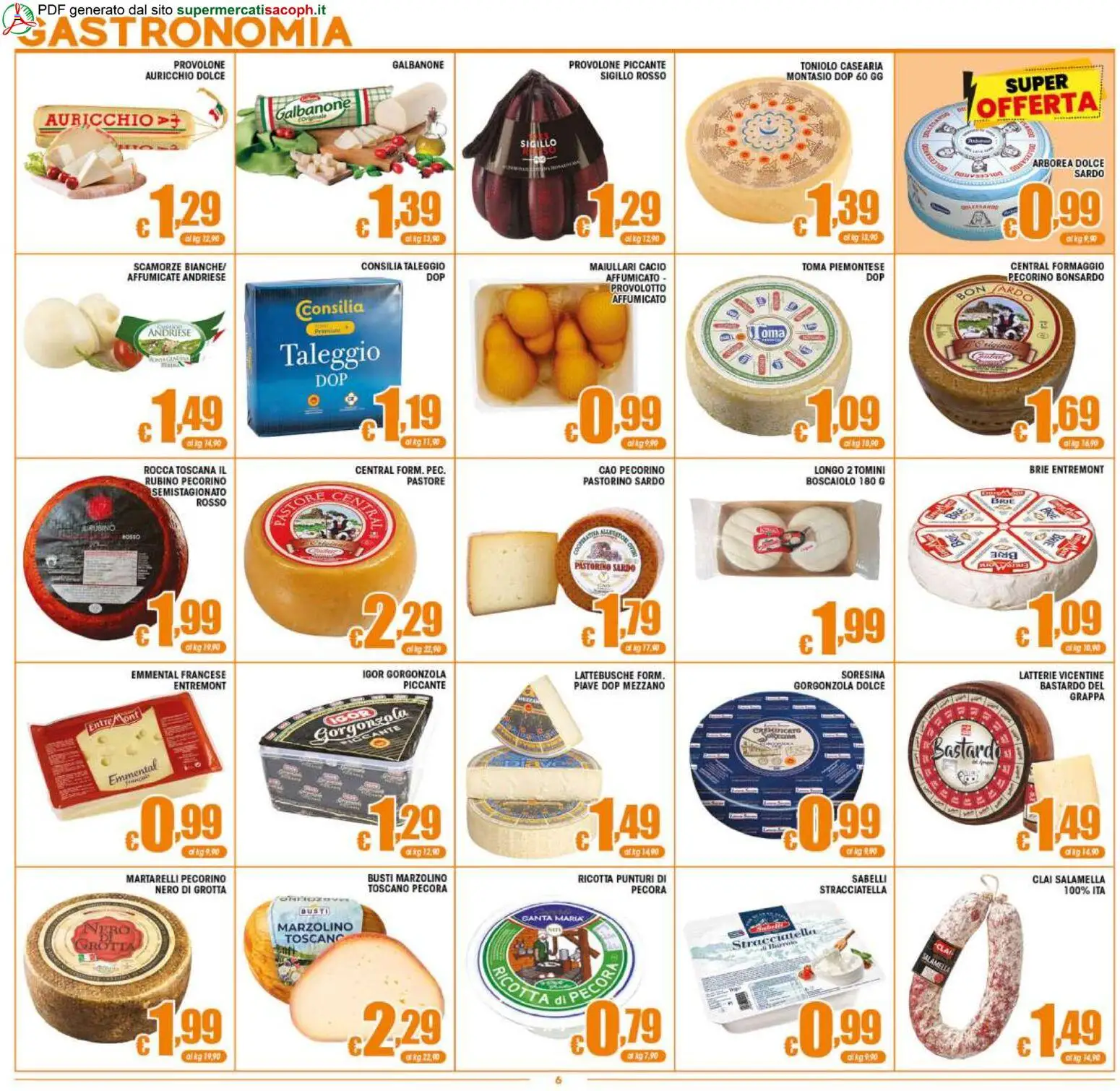 Volantino Sacoph del 07.04.2026 | Pagina: 6 | Prodotti: Provolone, Pecorino, Stracciatella, Emmental