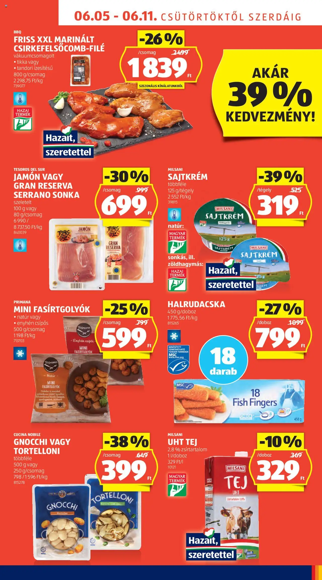 Aldi akciós ujság - amely érvényes a következő dátumtól: 05.06.2025 | Oldal: 5 | Termékek: Serrano sonka, Sonka, Tej, Gnocchi