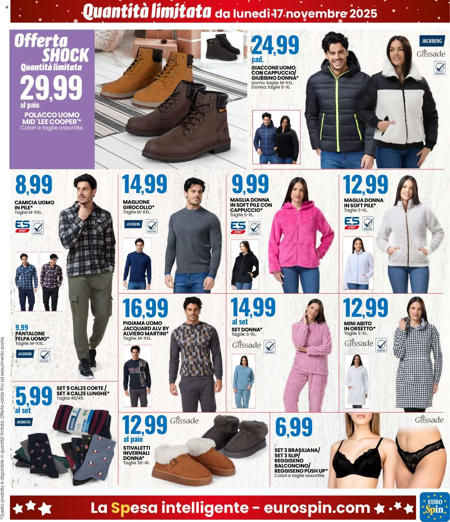 Volantino Eurospin del 17.11.2025 | Pagina: 11 | Prodotti: Pile, Camicia, Reggiseno, Abito
