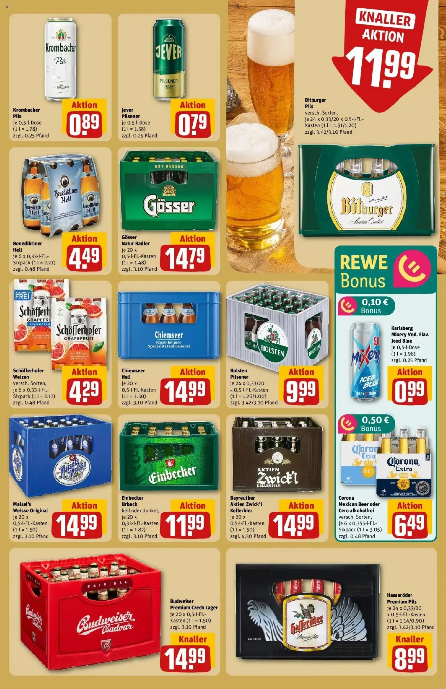 Rewe Prospekt Kiel	 – gültig ab 09.03.2026 | Seite: 21 | Produkte: Mixer, Krombacher, Budweiser, Mixery