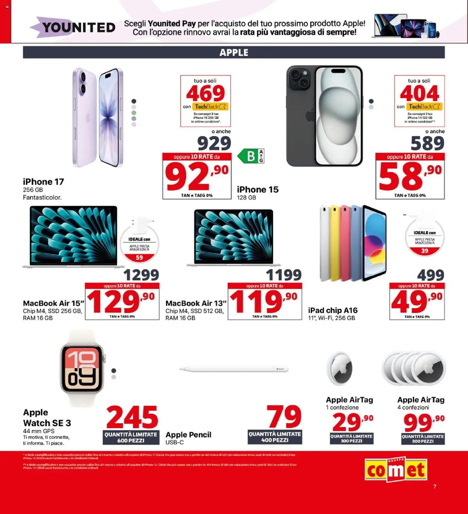Volantino Comet del 19.02.2026 | Pagina: 7 | Prodotti: Macbook air, Iphone, Ipad, Presa