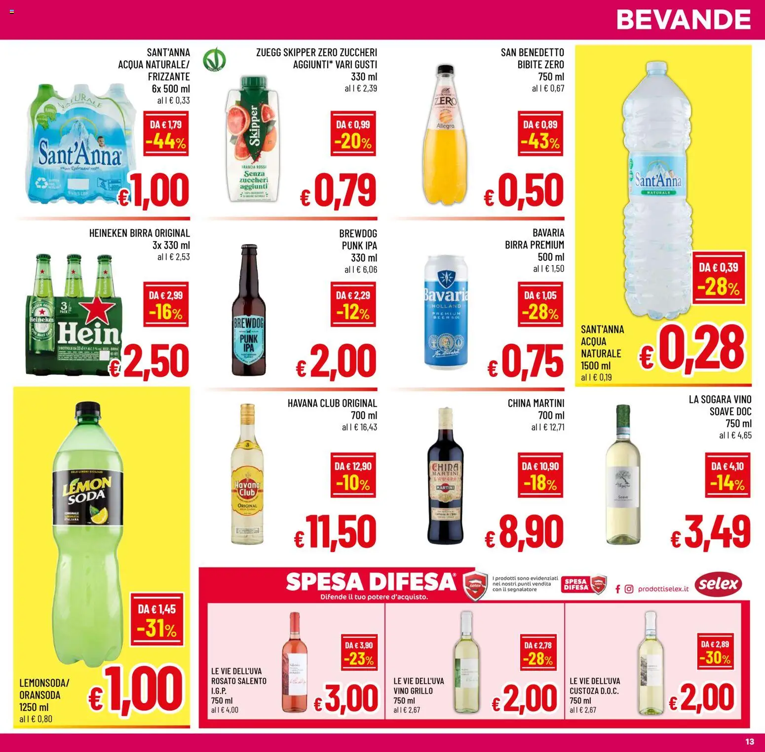 Volantino A&O del 29.04.2026 | Pagina: 13 | Prodotti: Birra, Vino, Acqua naturale, Bibite