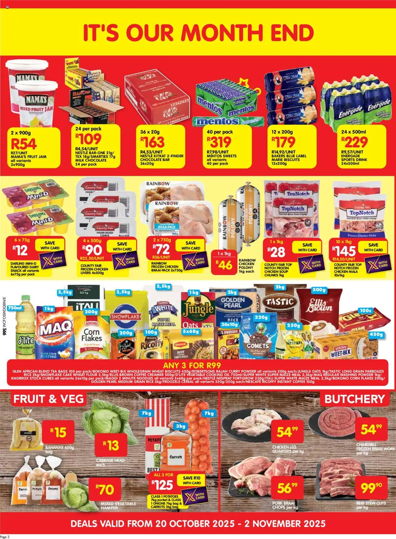 New Shoprite catalogue – valid from 20.10.2025 | Page: 2 | Products: Oil, Powder, Stock, Potatoes