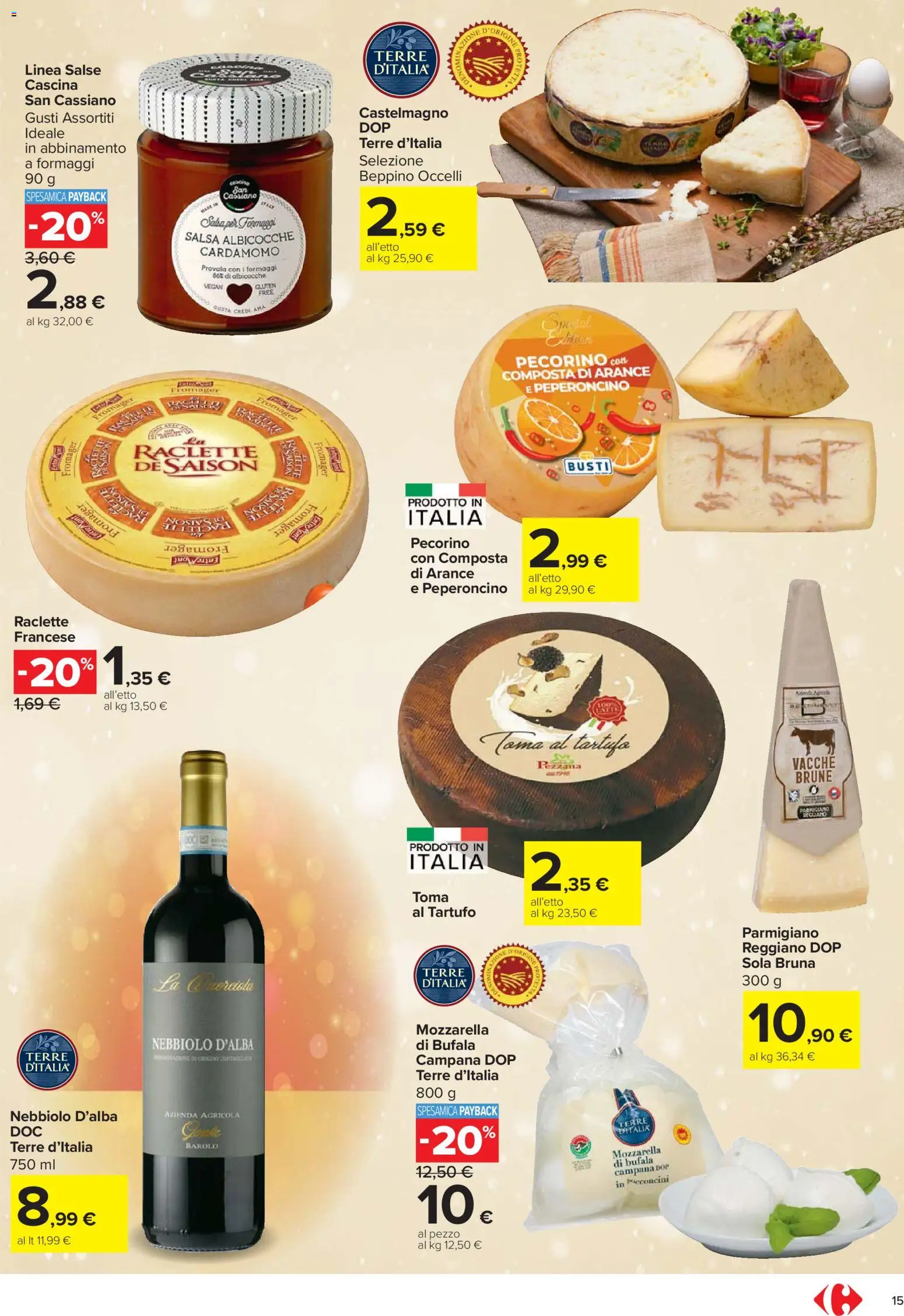 Volantino Carrefour del 27.11.2025 | Pagina: 15 | Prodotti: Tartufo, Mozzarella, Albicocche, Parmigiano