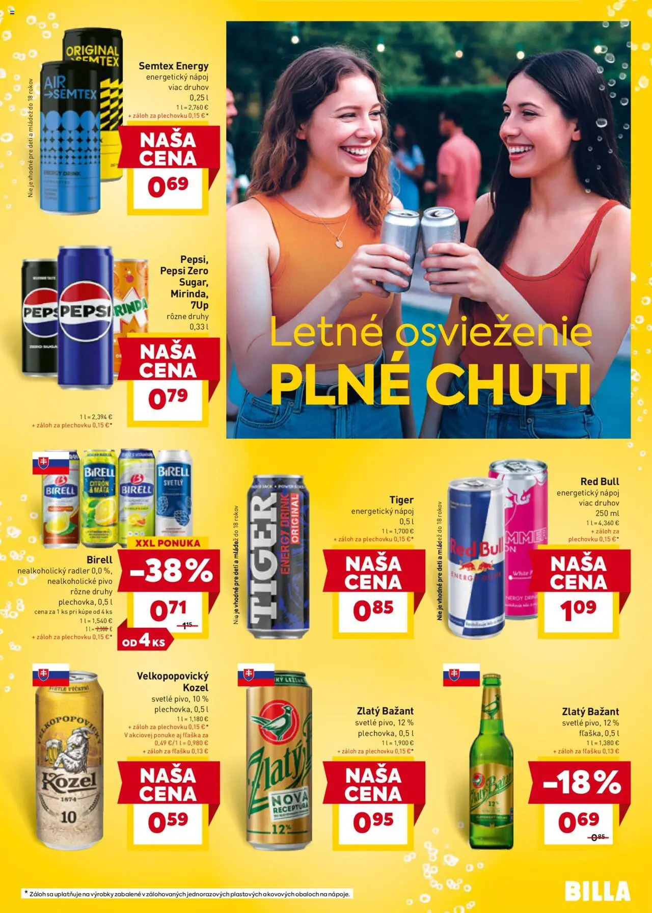 Billa leták │ platný od 30.07.2025 | Strana: 17 | Produkty: Radler, Zlatý Bažant, Nealkoholické pivo, Energetický nápoj
