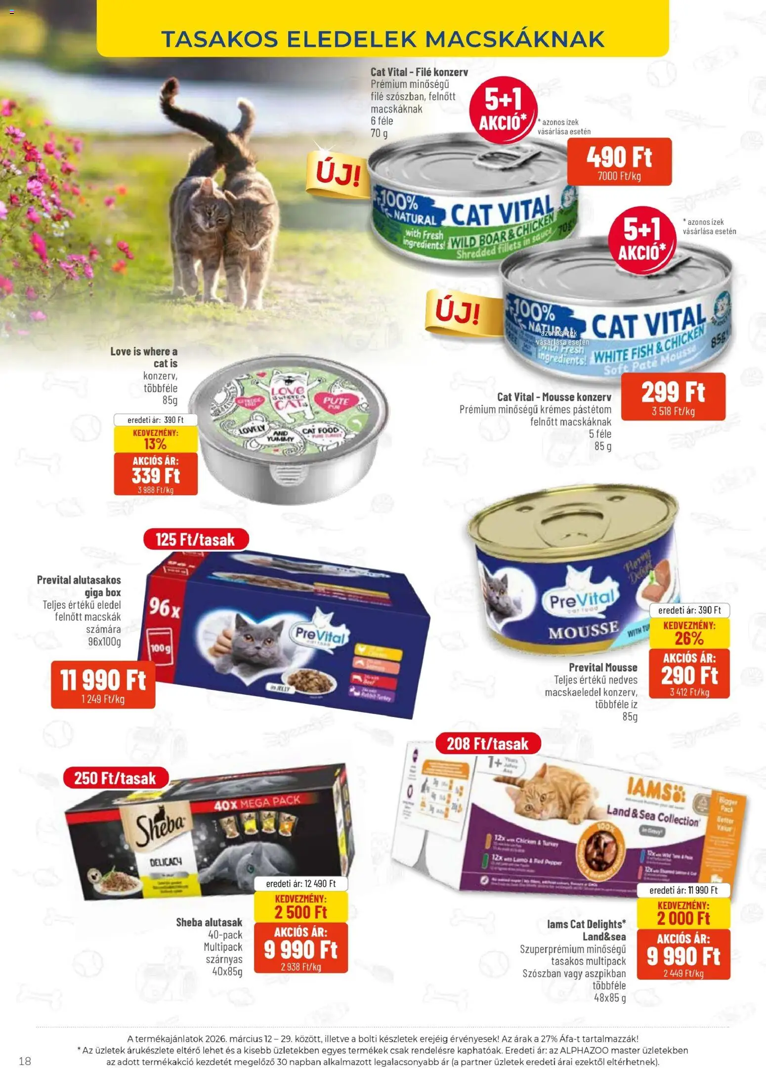 AlphaZoo akciós ujság - amely érvényes a következő dátumtól: 12.03.2026 | Oldal: 18 | Termékek: Macskaeledel, Pástétom