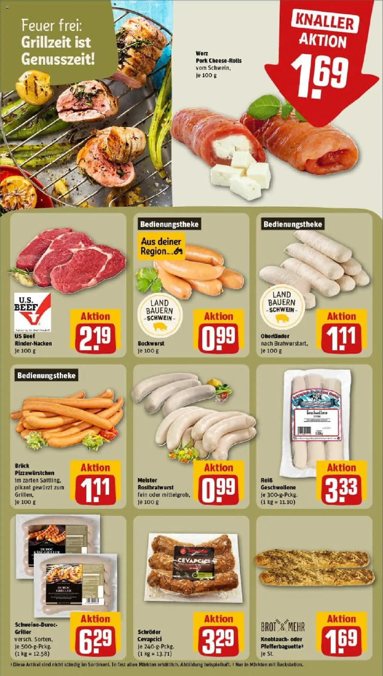 Rewe prospekt Altshausen	 - gültig ab dem 20.07.2025 | Seite: 19 | Produkte: Bockwurst, Baguette, Reis, Griller