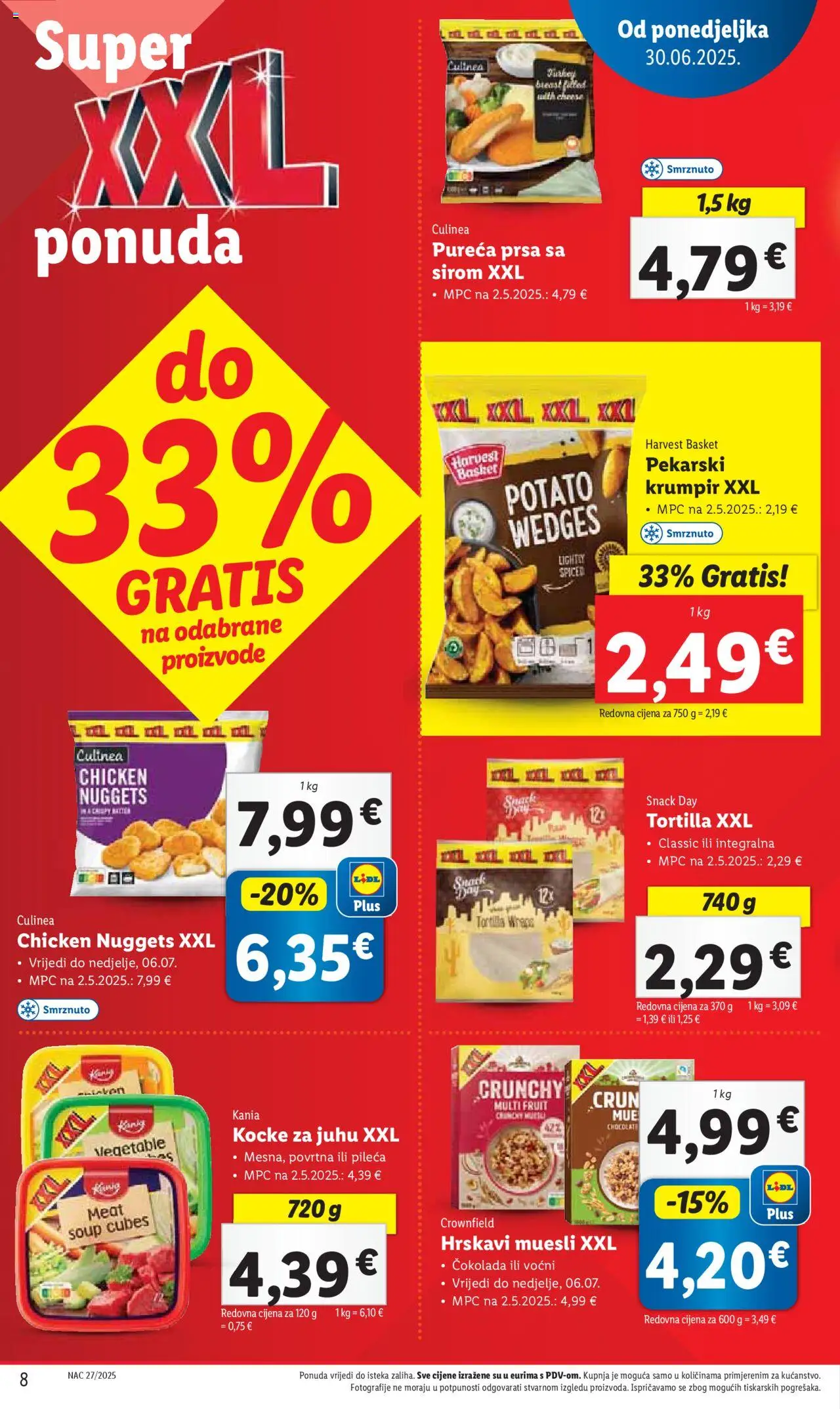 Lidl katalog | vrijedi od 30.06.2025 | Stranica: 8 | Proizvodi: Čokolada, Krumpir