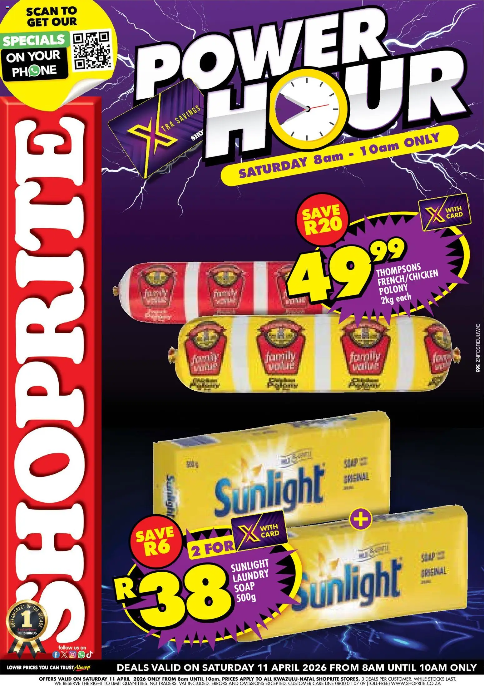 New Shoprite catalogue – valid from 11.04.2026 | Page: 1 | Products: Phone, Polony, Soap