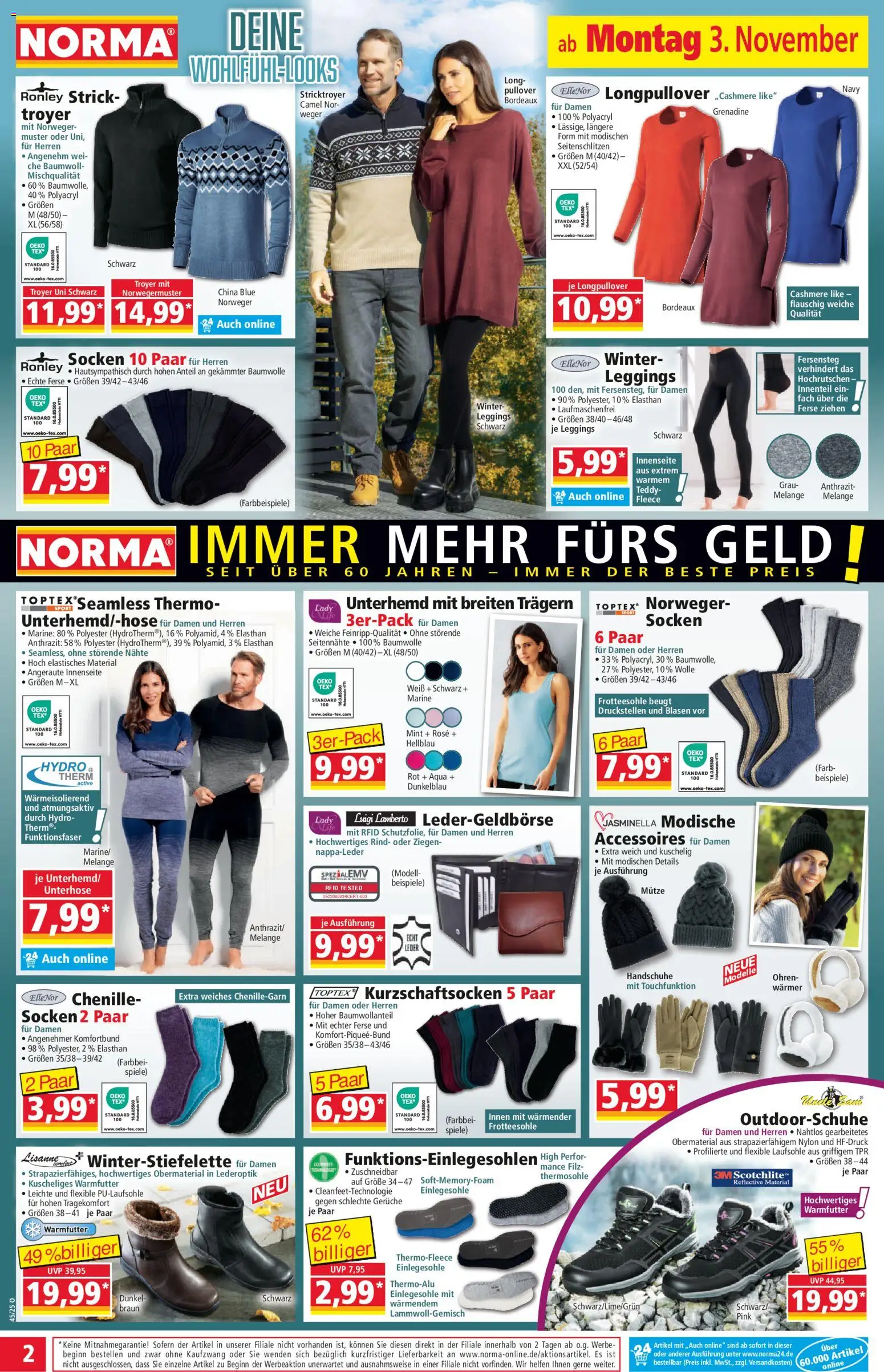 Norma Prospekt 	 – gültig ab 03.11.2025 | Seite: 2 | Produkte: Unterhemd, Pullover, Socken, Handschuhe