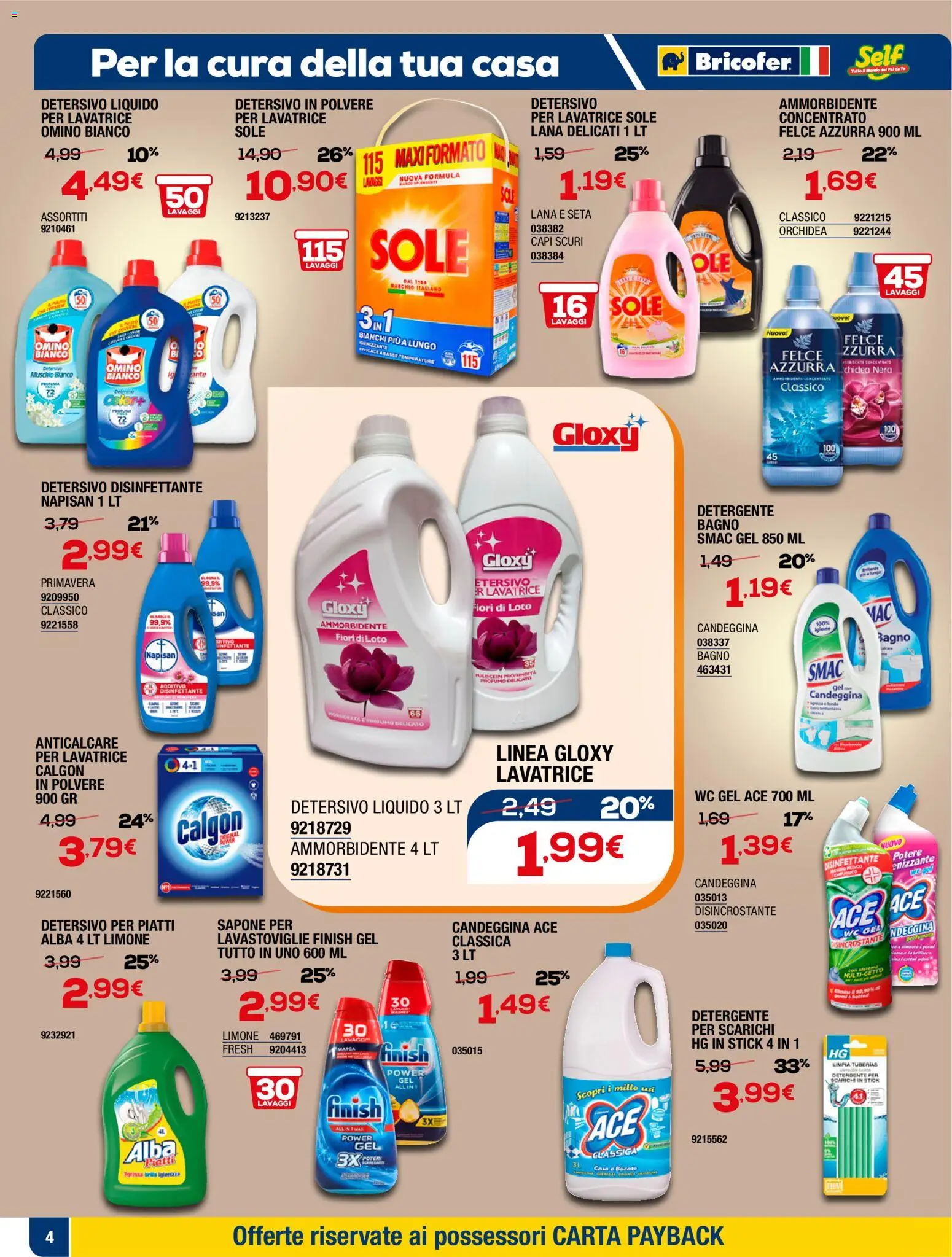 Volantino Self del 05.03.2026 | Pagina: 12 | Prodotti: Detersivo in polvere, Candeggina, Lavatrice, Bagno